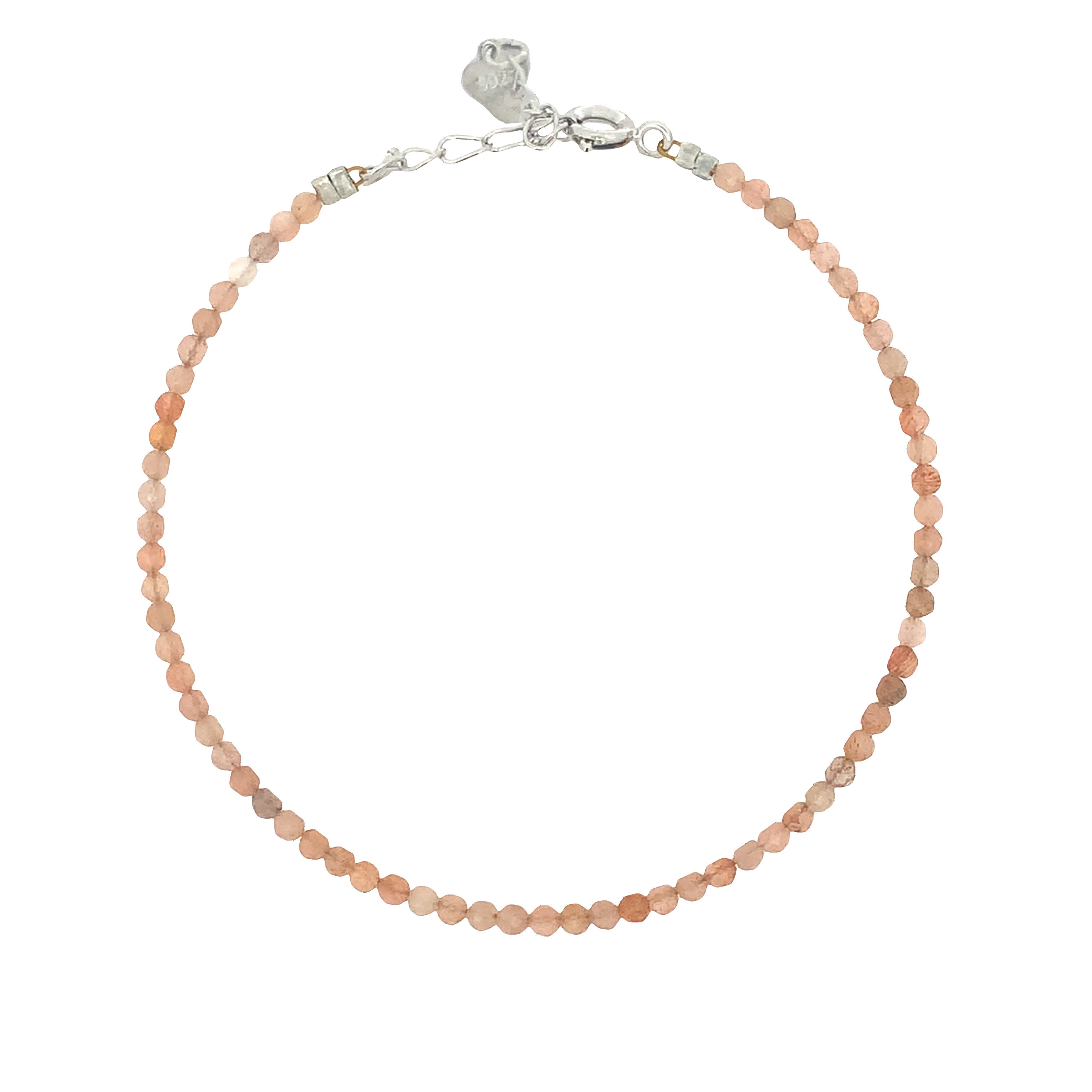 Srebrzona bransoletka z koralikami i pomarańczowymi kaboszonami z kamienia księżycowego