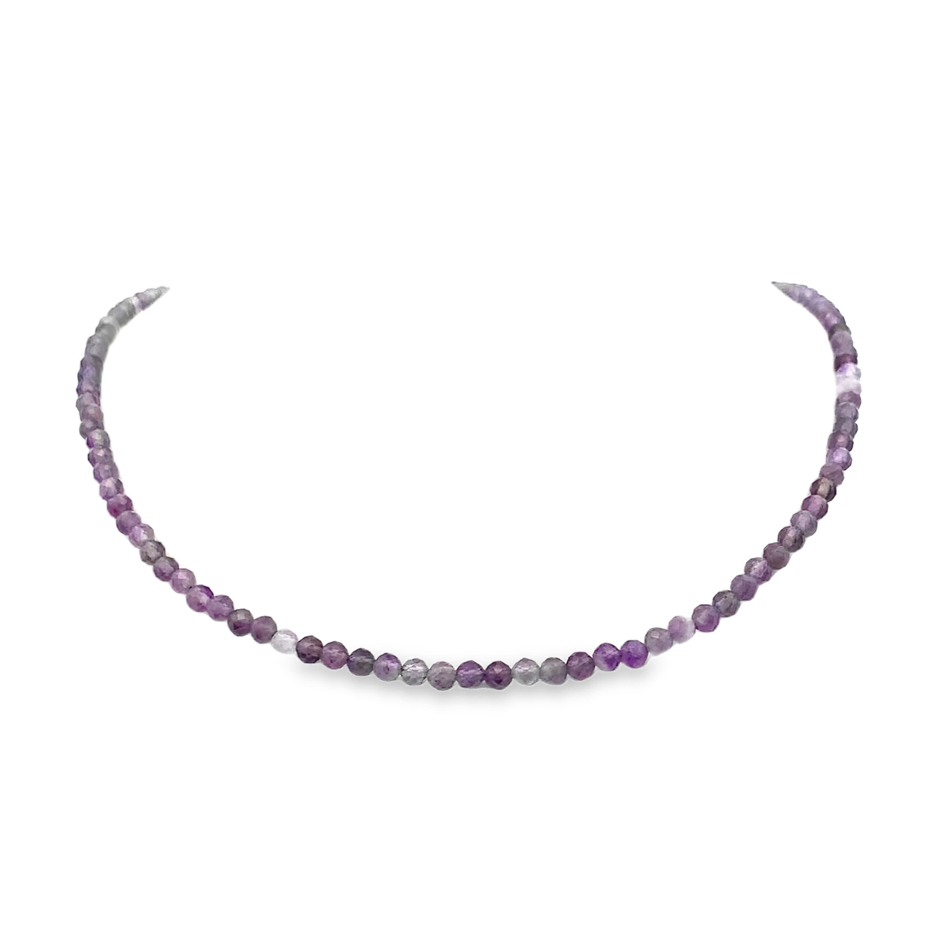 Naszyjnik z koralików ametystowych w szlifie okrągłym kaboszonowym