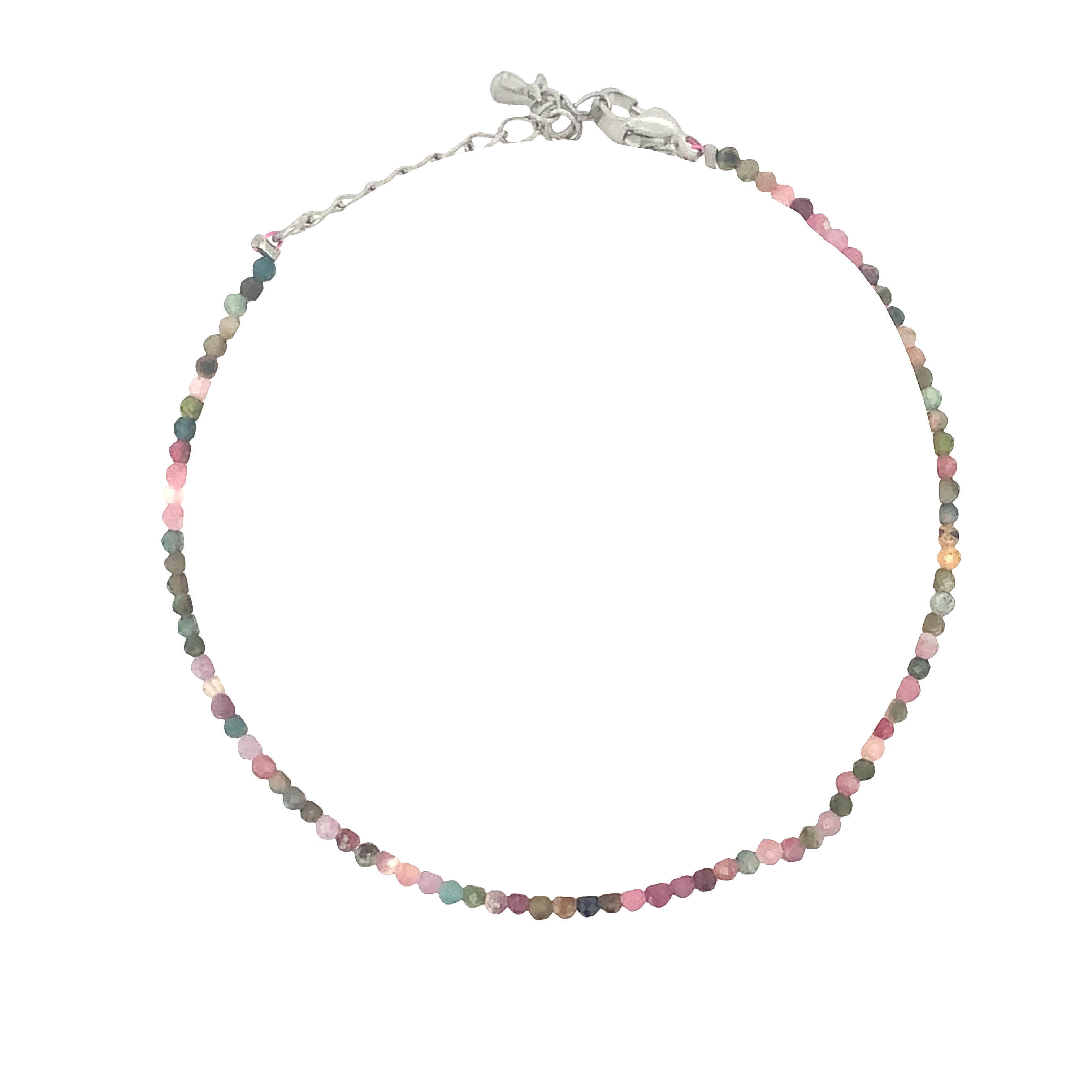 Srebrzona bransoletka z koralikami i wielokolorowymi turmalinami