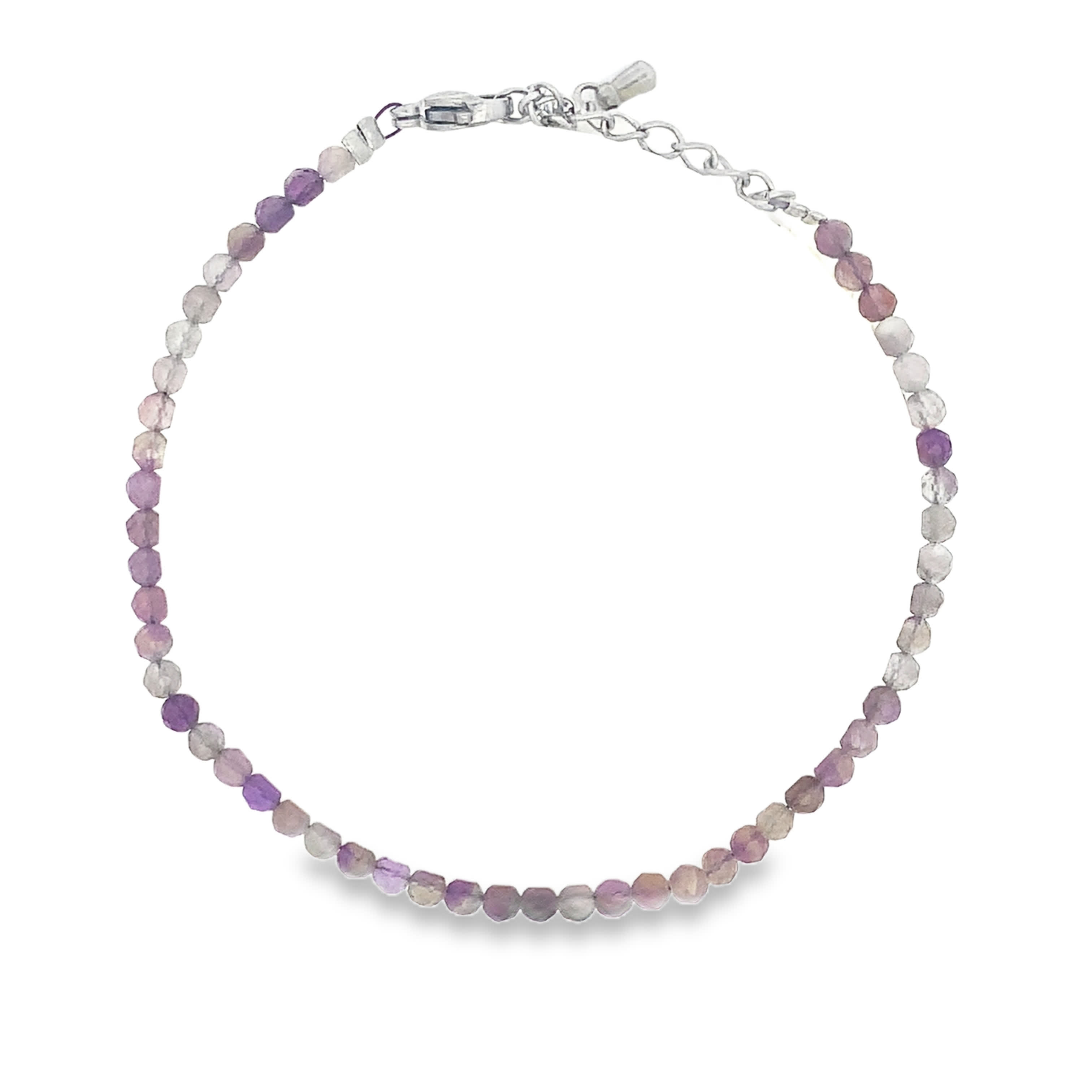 Srebrzona bransoletka z koralikami i okrągłymi ametystami