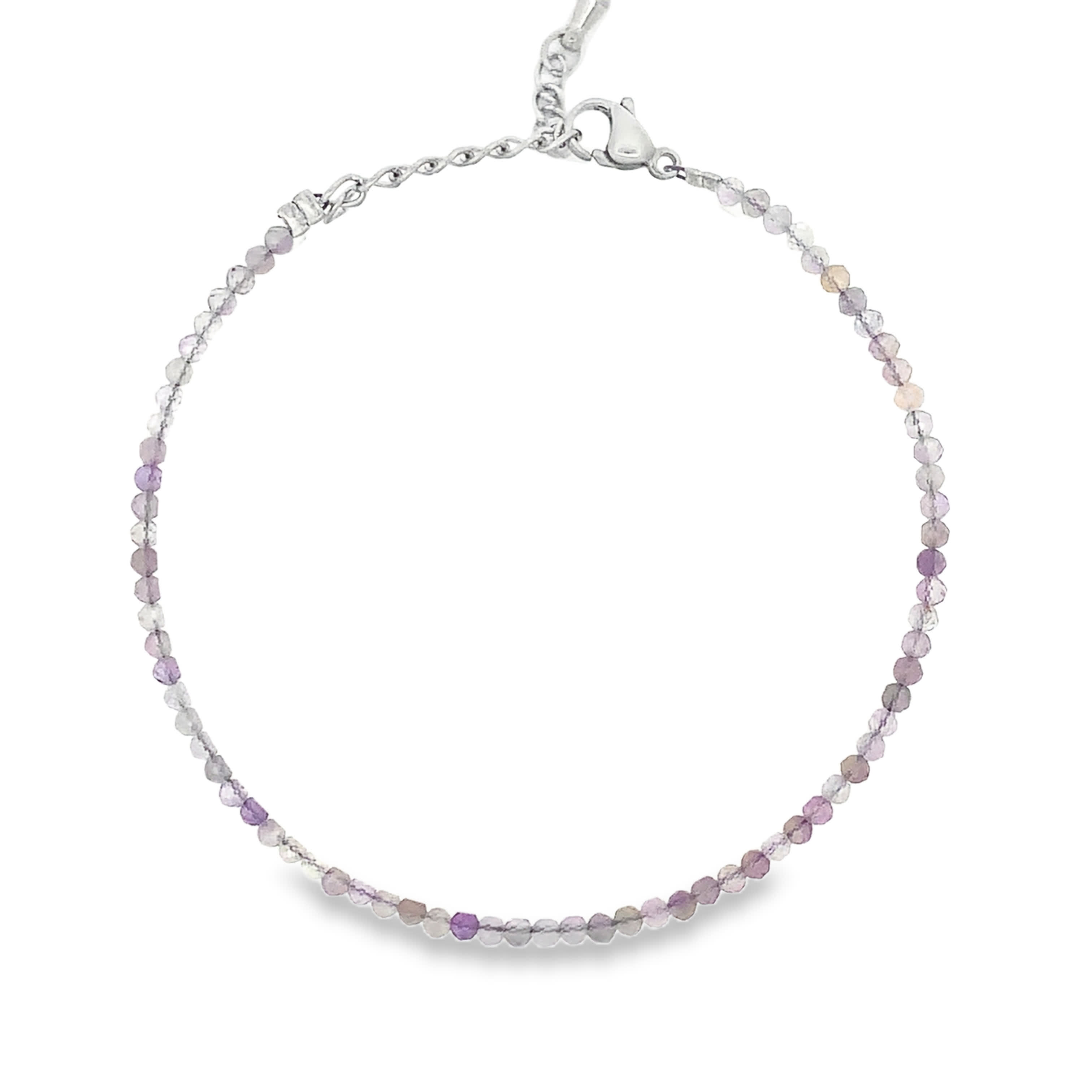 Srebrzona bransoletka z koralikami i okrągłymi kaboszonami