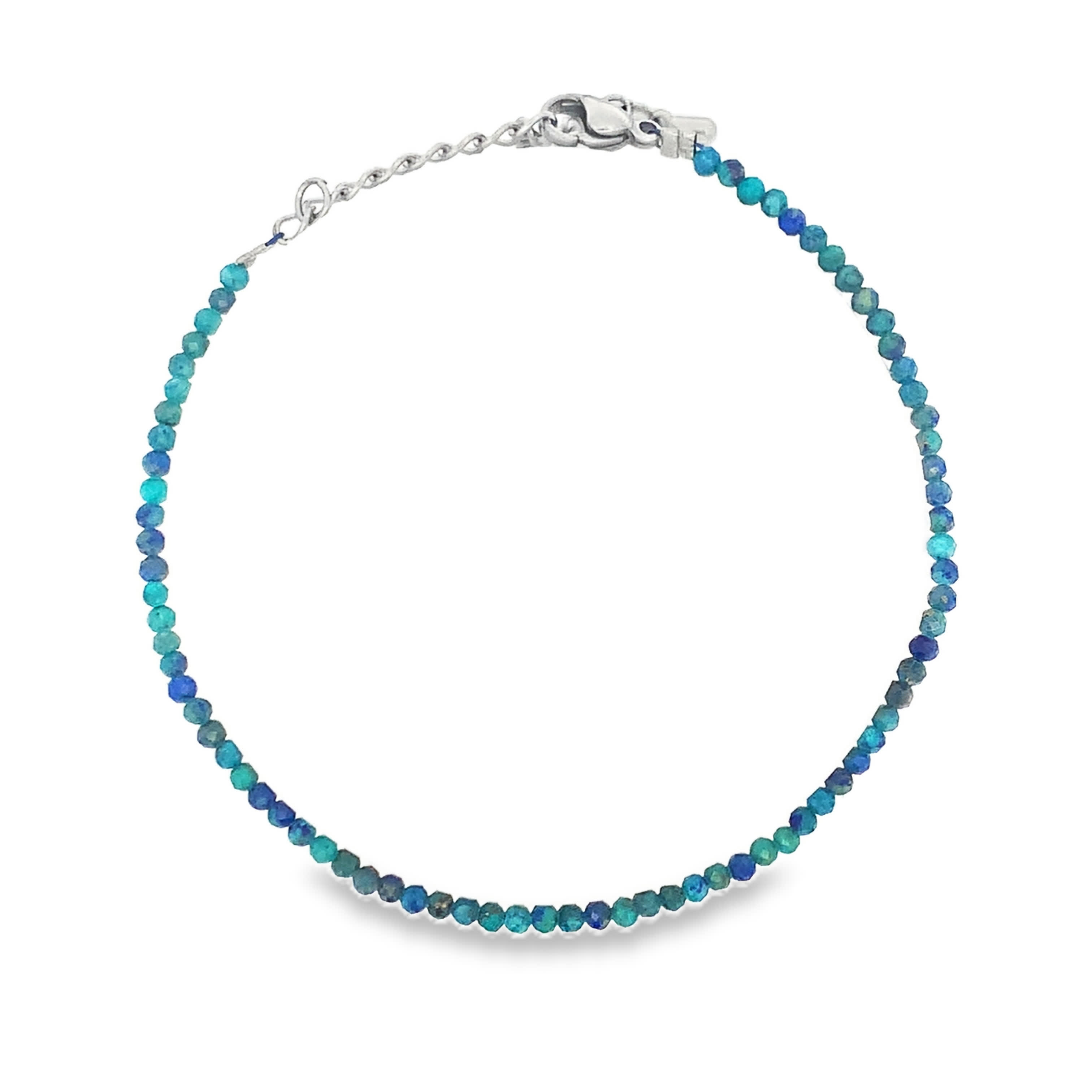 Srebrzona bransoletka z koralikami i okrągłym turkusem kaboszonowym