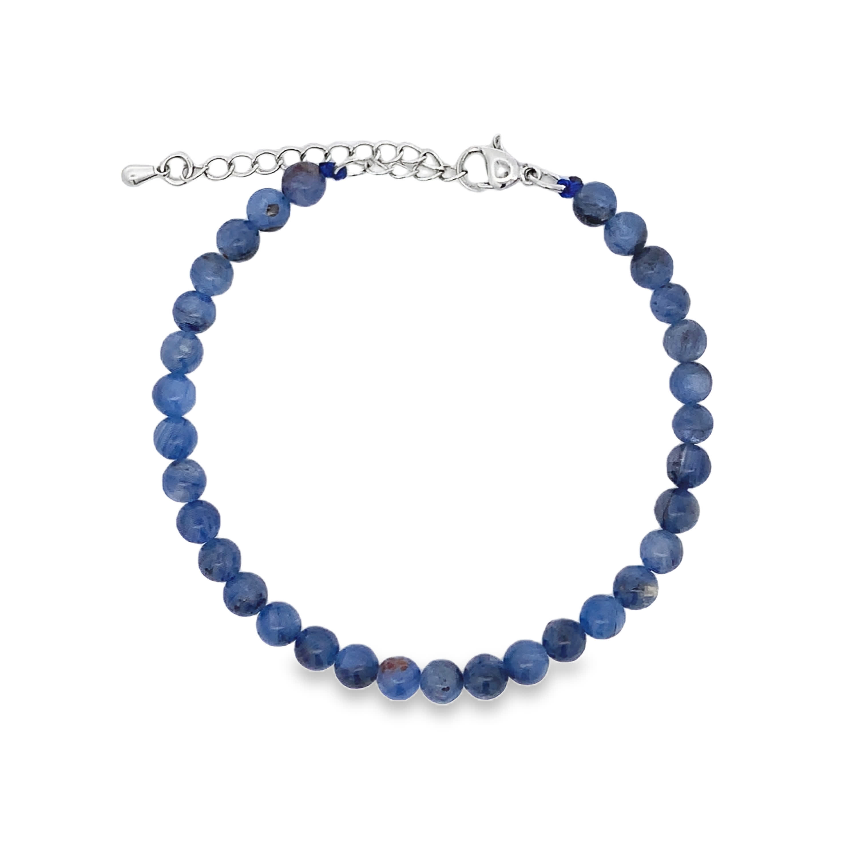 Bransoletka koralikowa z kianitem z posrebrzanego metalu