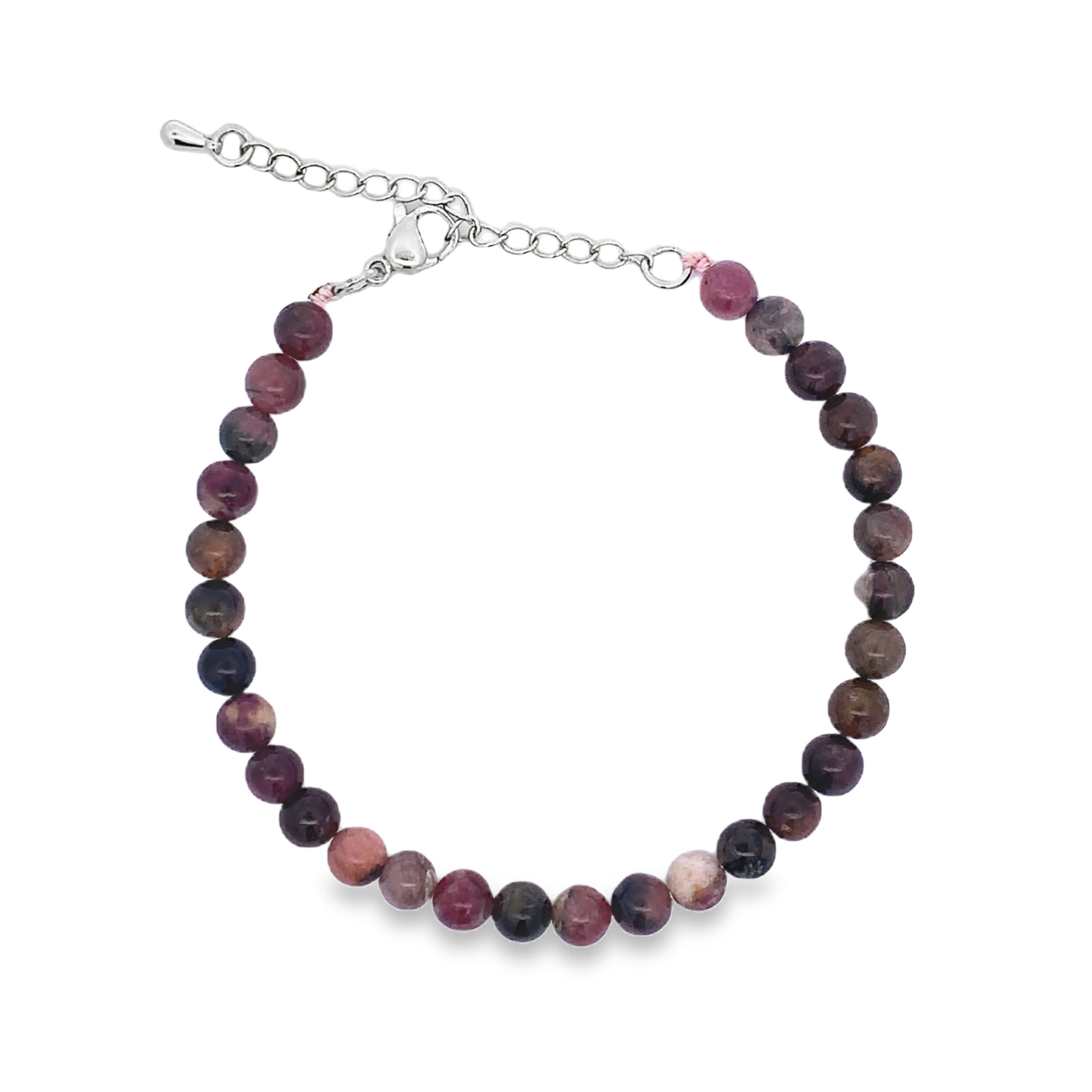 Bransoletka koralikowa z turmalinem o okrągłym szlifie kaboszonowym