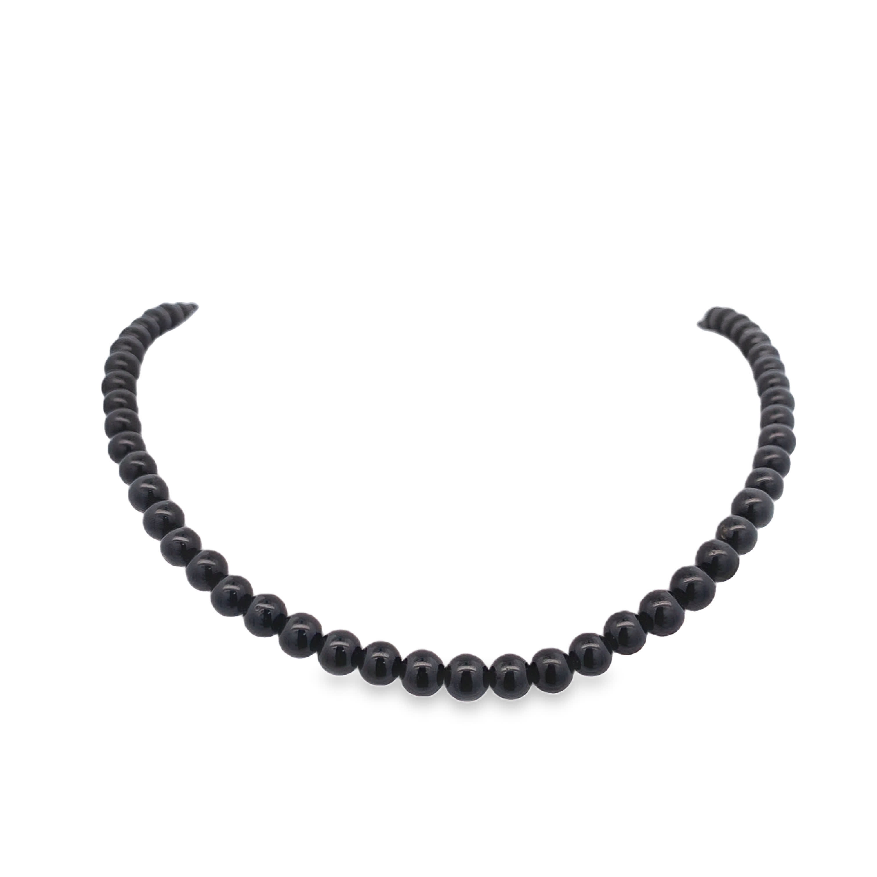 Naszyjnik koralikowy z onyksem, okrągłe koraliki kaboszonowe