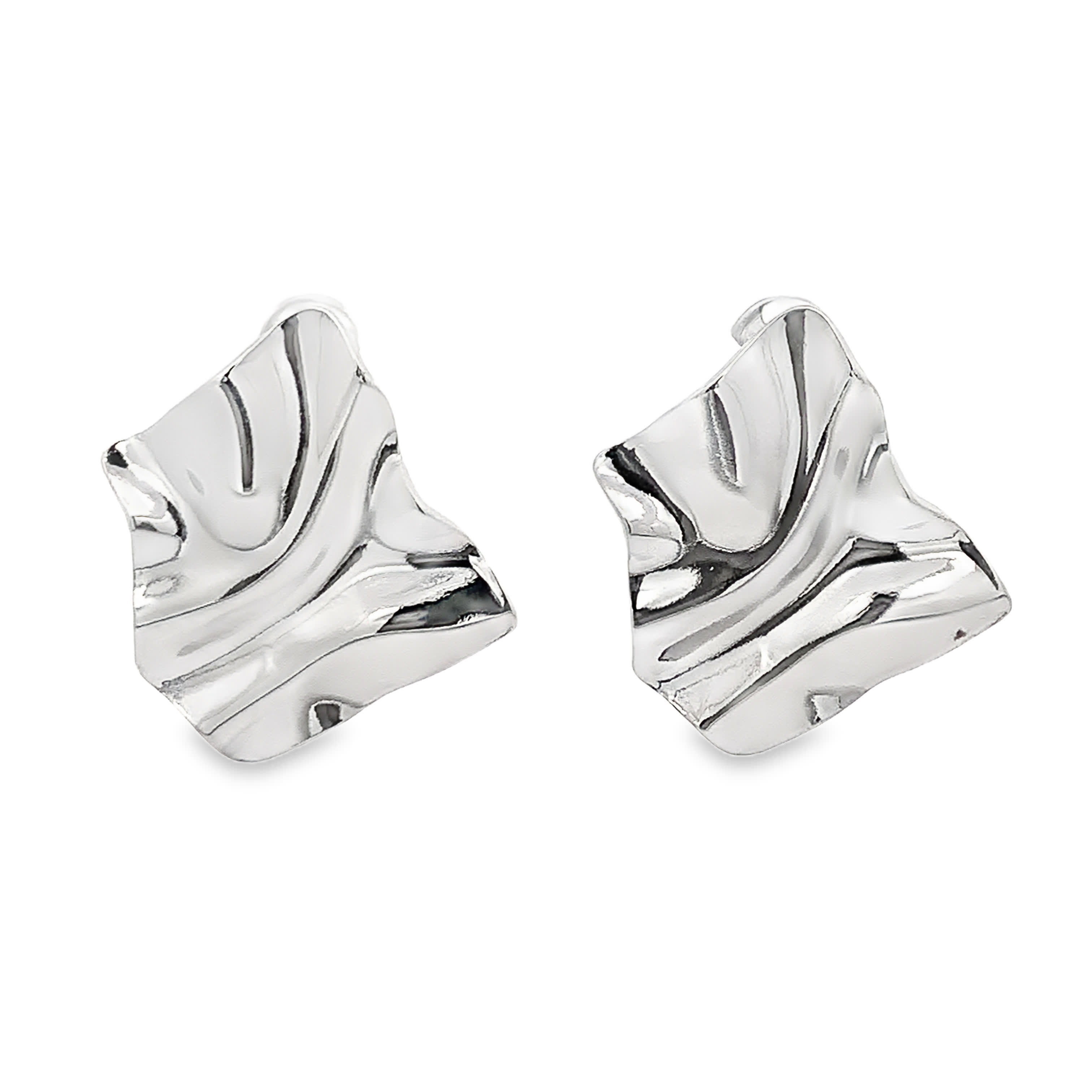 Rzeźbiarskie srebrzone kolczyki