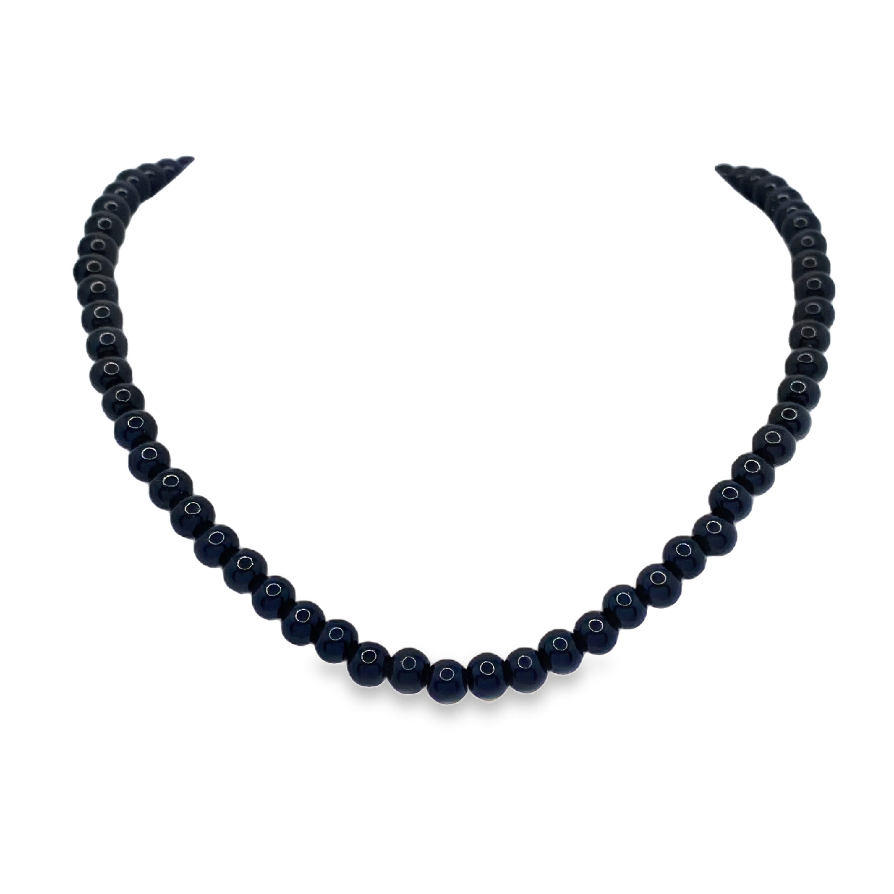 Elegancki okrągły naszyjnik z koralików onyksowych