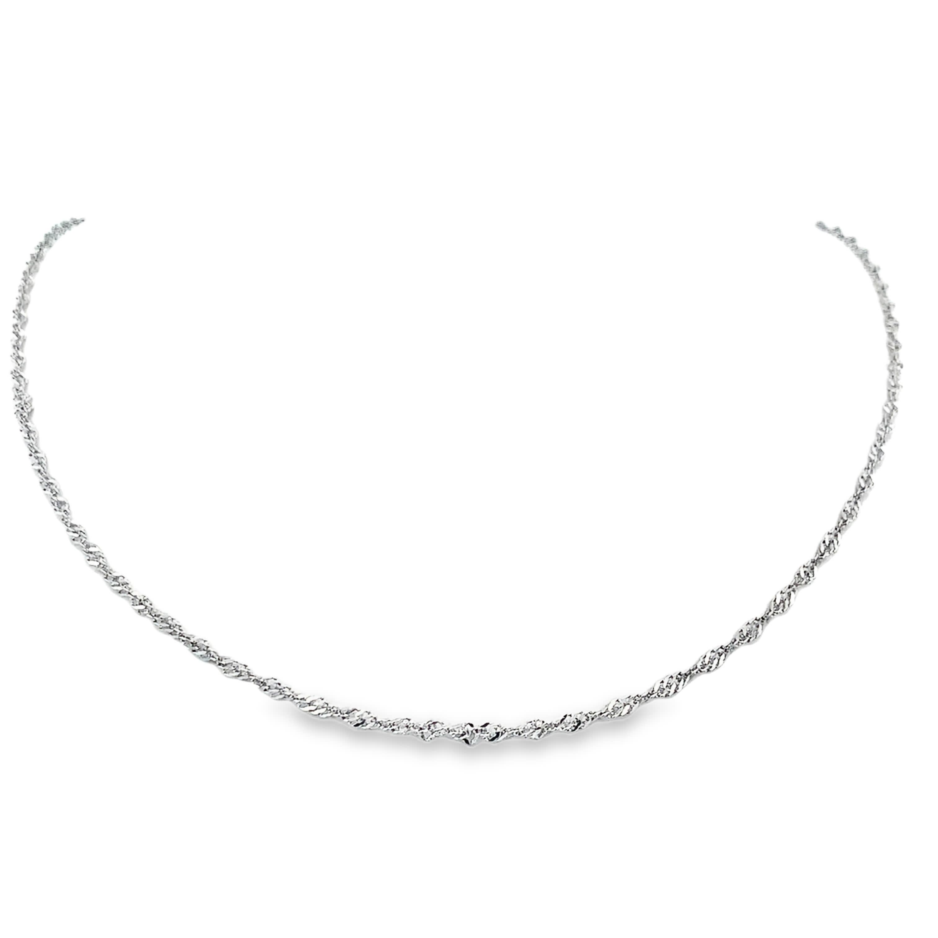 Naszyjnik z łańcuszkiem ze srebrzonej stali  i białego złocona