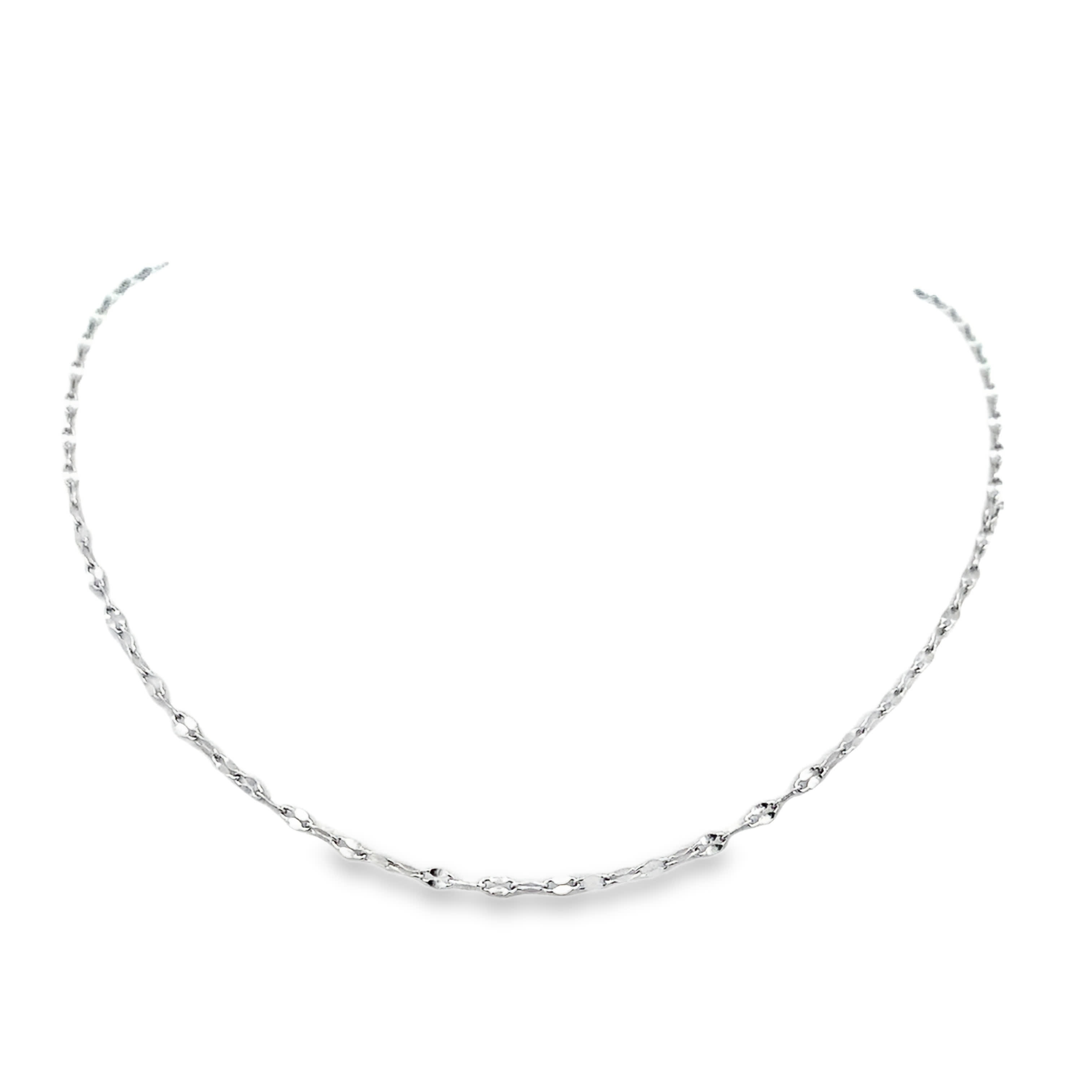 Naszyjnik z łańcuszkiem ze srebrzonej stali  i białego złocona