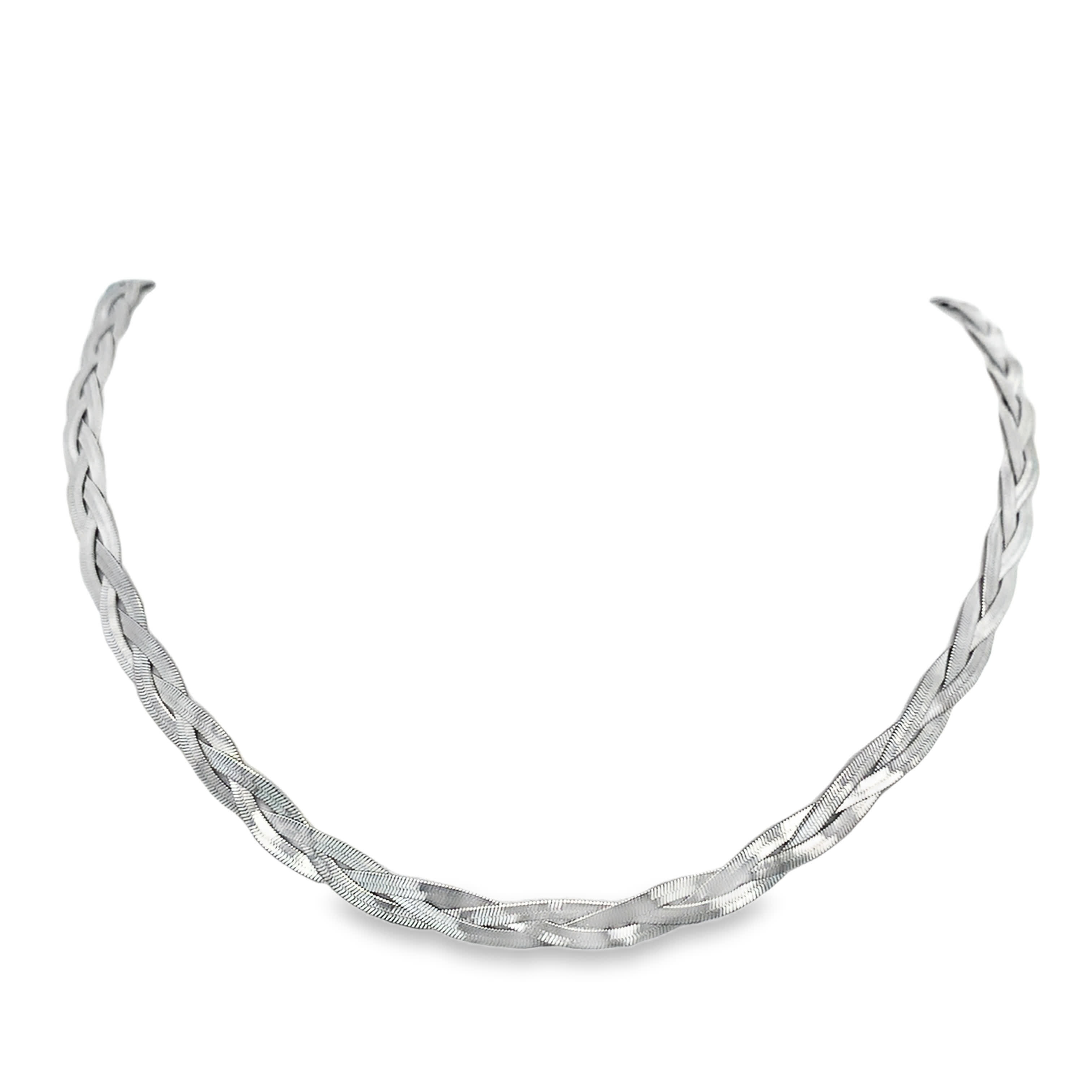 Elegancki srebrzony pleciony naszyjnik