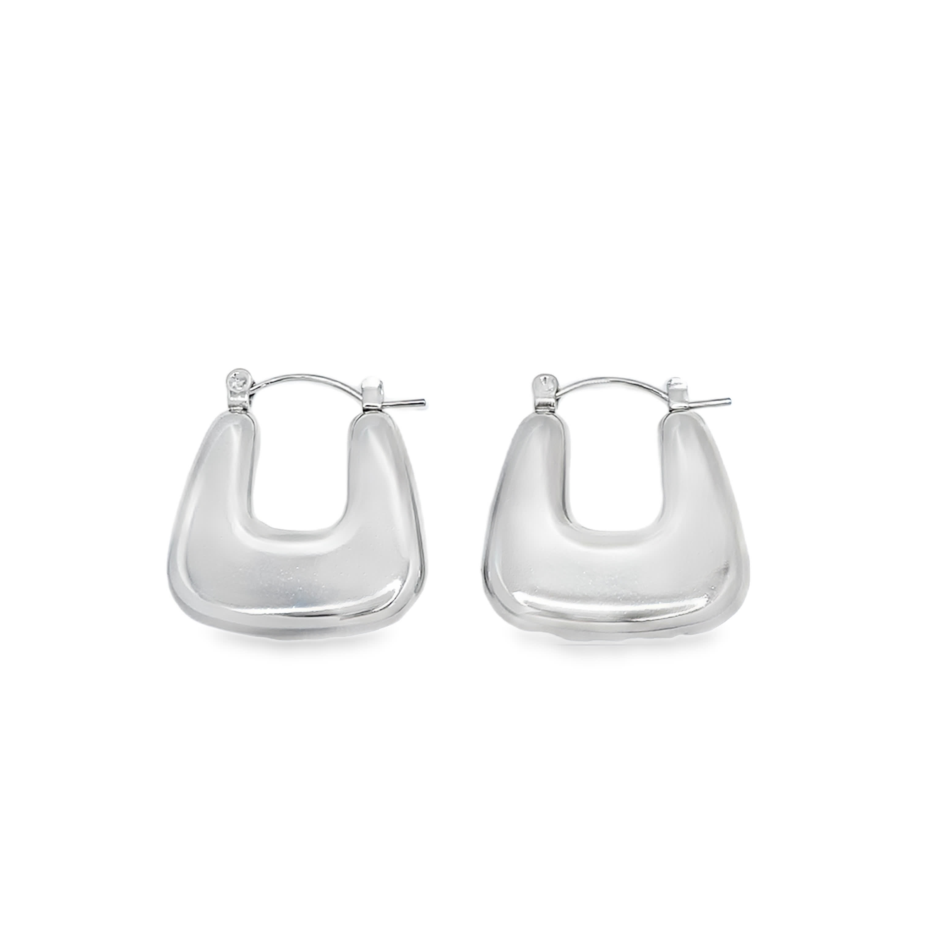 Nowoczesne kolczyki koła z białego złota w kształcie zaokrąglonych kwadratów