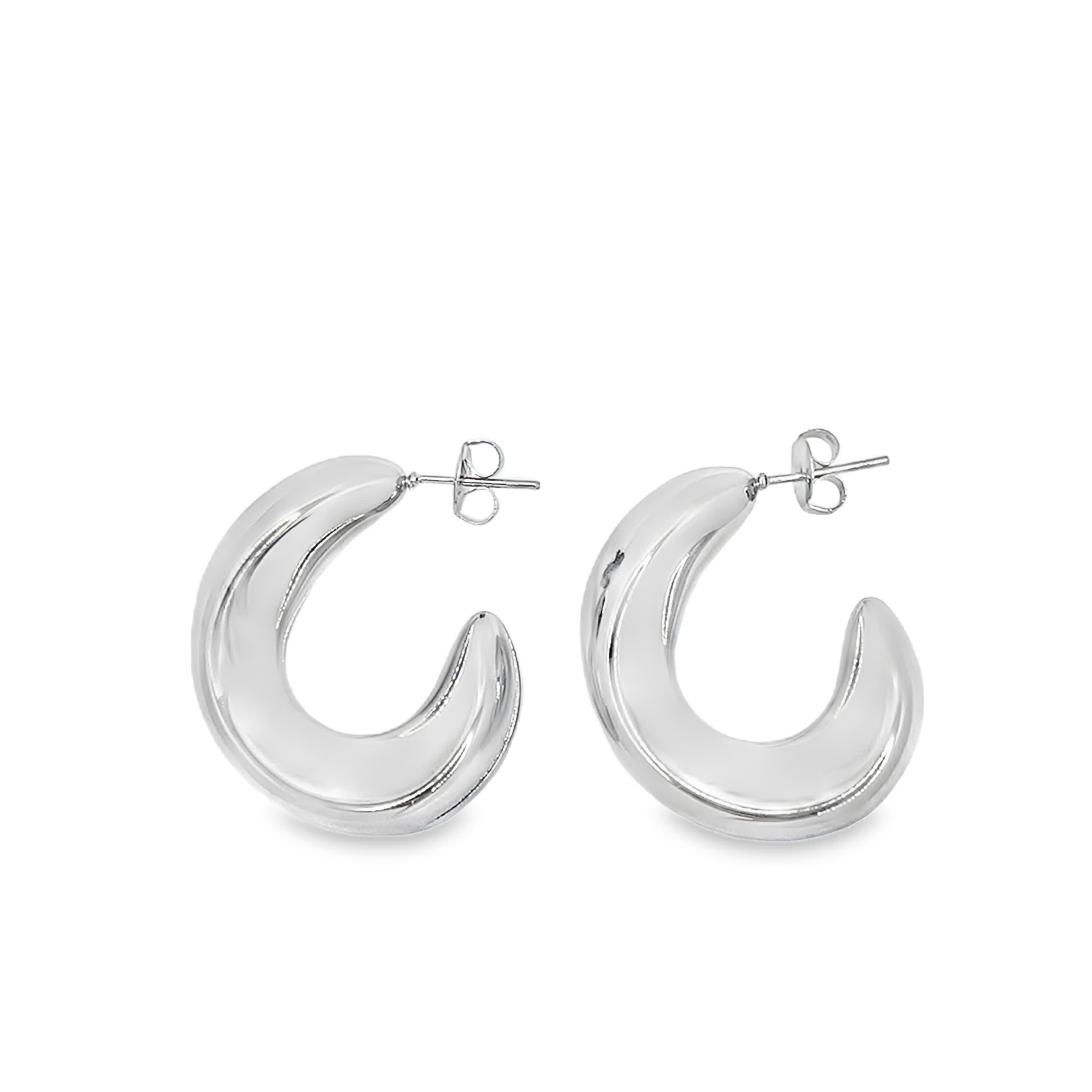 Nowoczesne srebrne kolczyki koła w kształcie półksiężyca