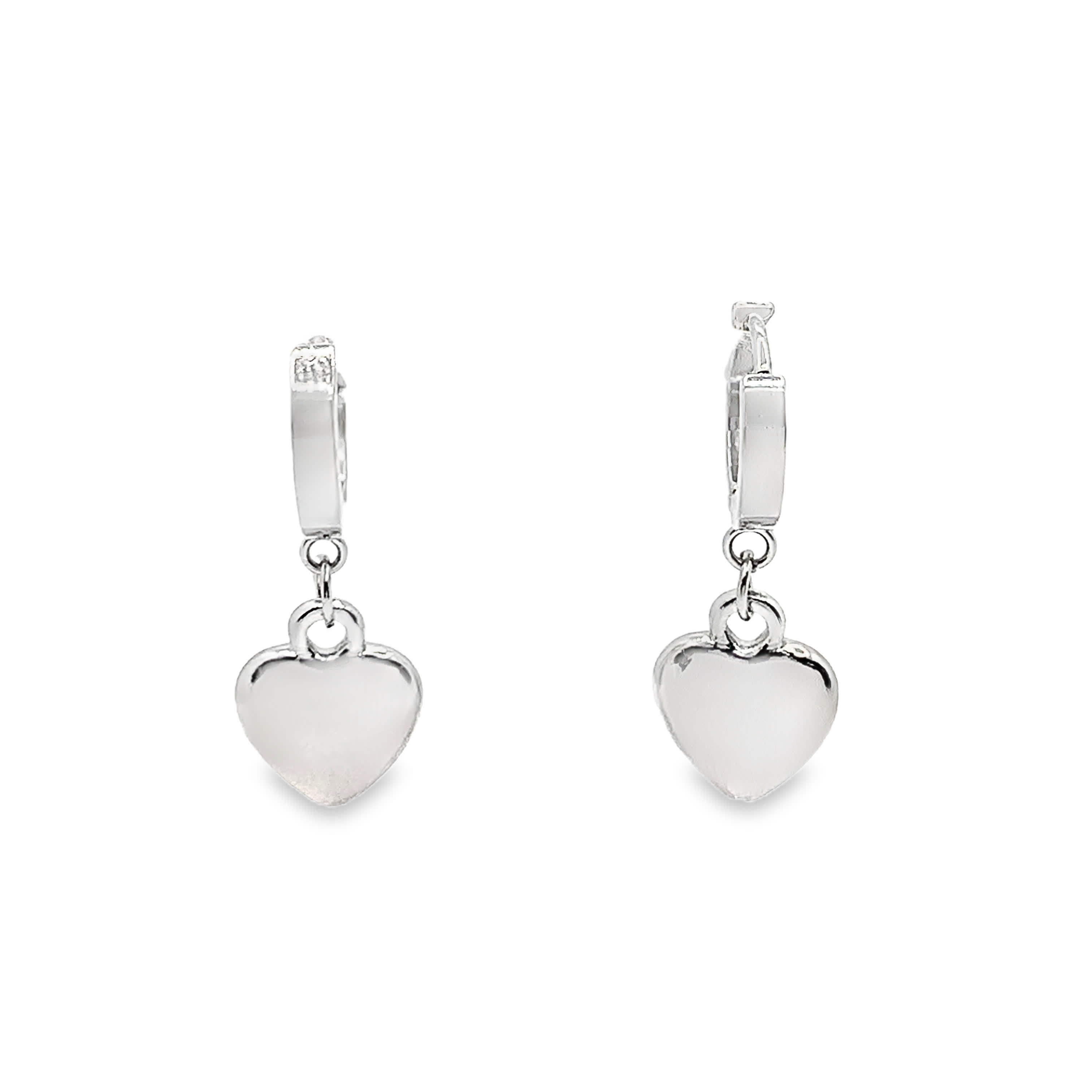 Kolczyki zwisające w kształcie serca ze srebra próby 925 w wykończeniu z białego złota