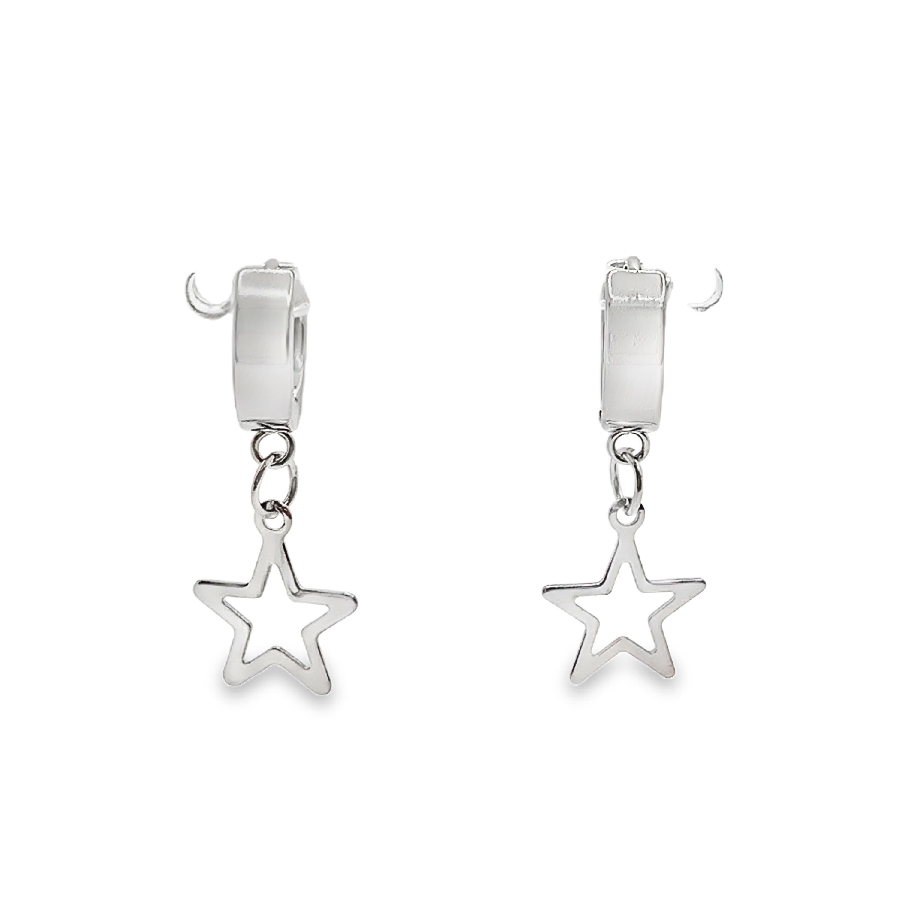 Srebrne kolczyki-koła w kształcie gwiazdek