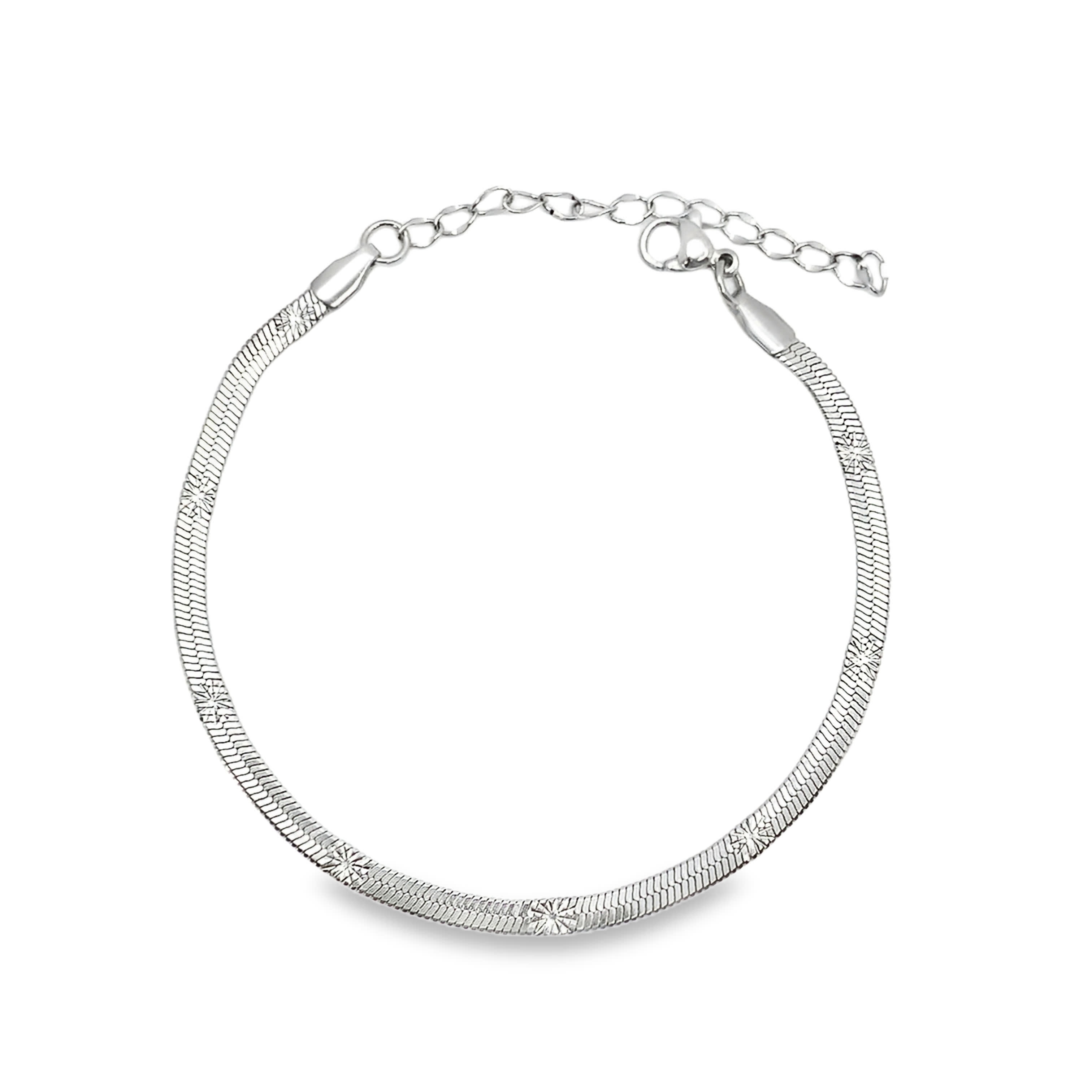 Bransoletka łańcuszkowa ze srebra próby 925 z grawerowanymi detalami