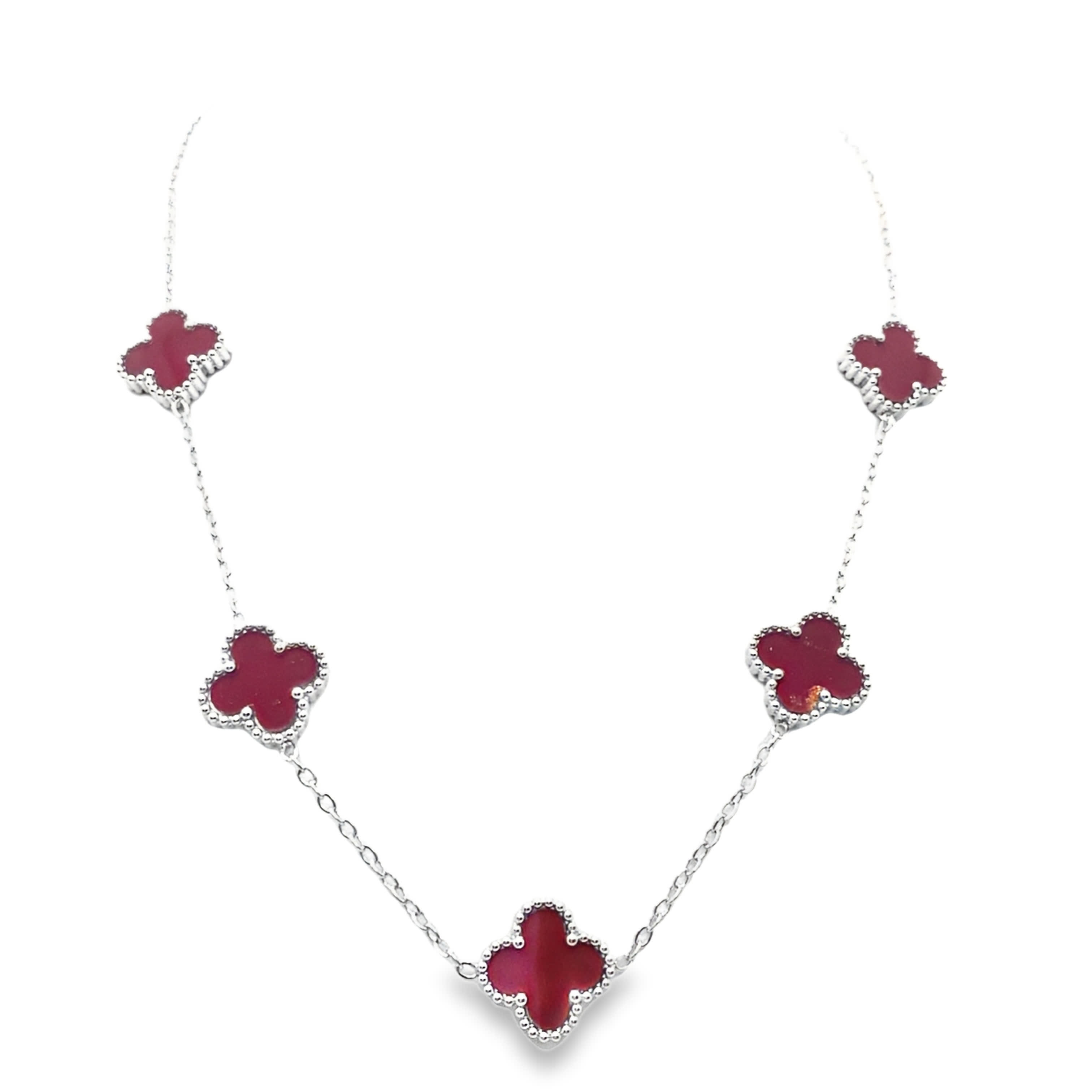 Naszyjnik ze srebra próby 925 z czerwonymi agatami