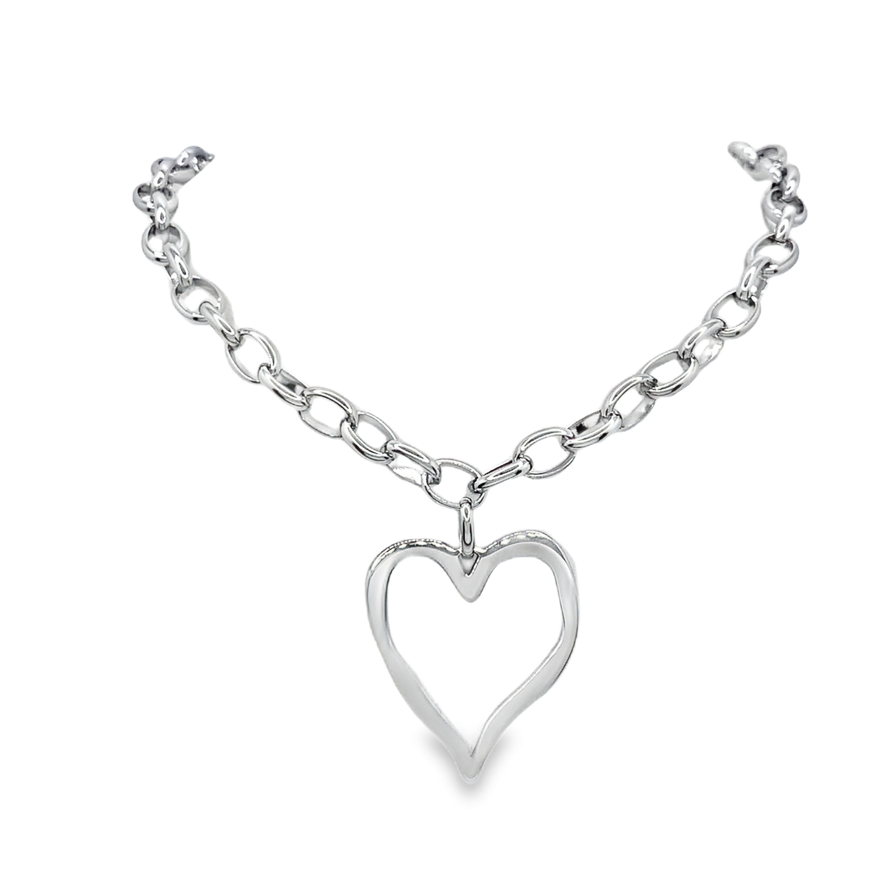 Sterling Silver Chain Necklace with Heart Pendant