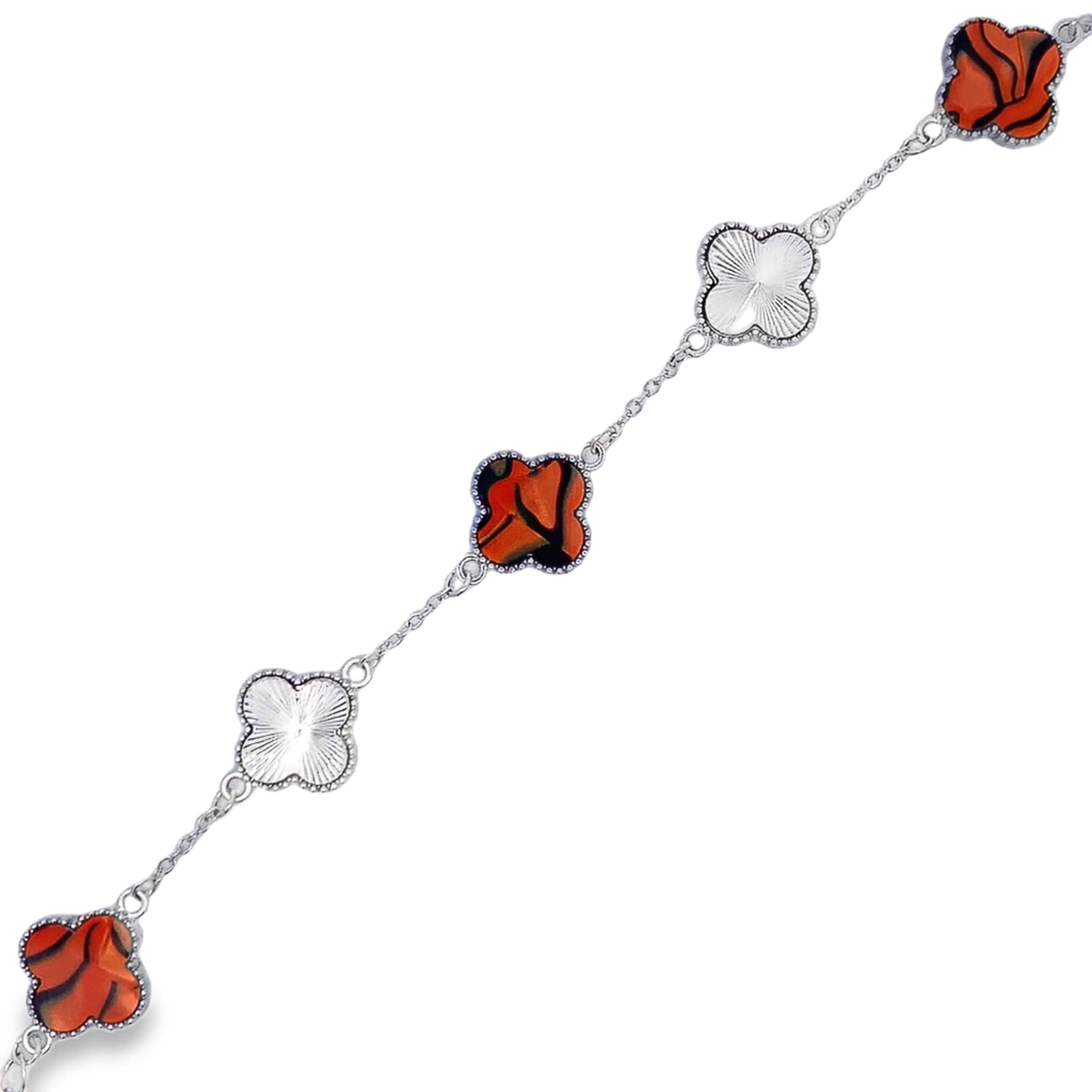 Elegant Silver Clover Charm Chain Bracelet