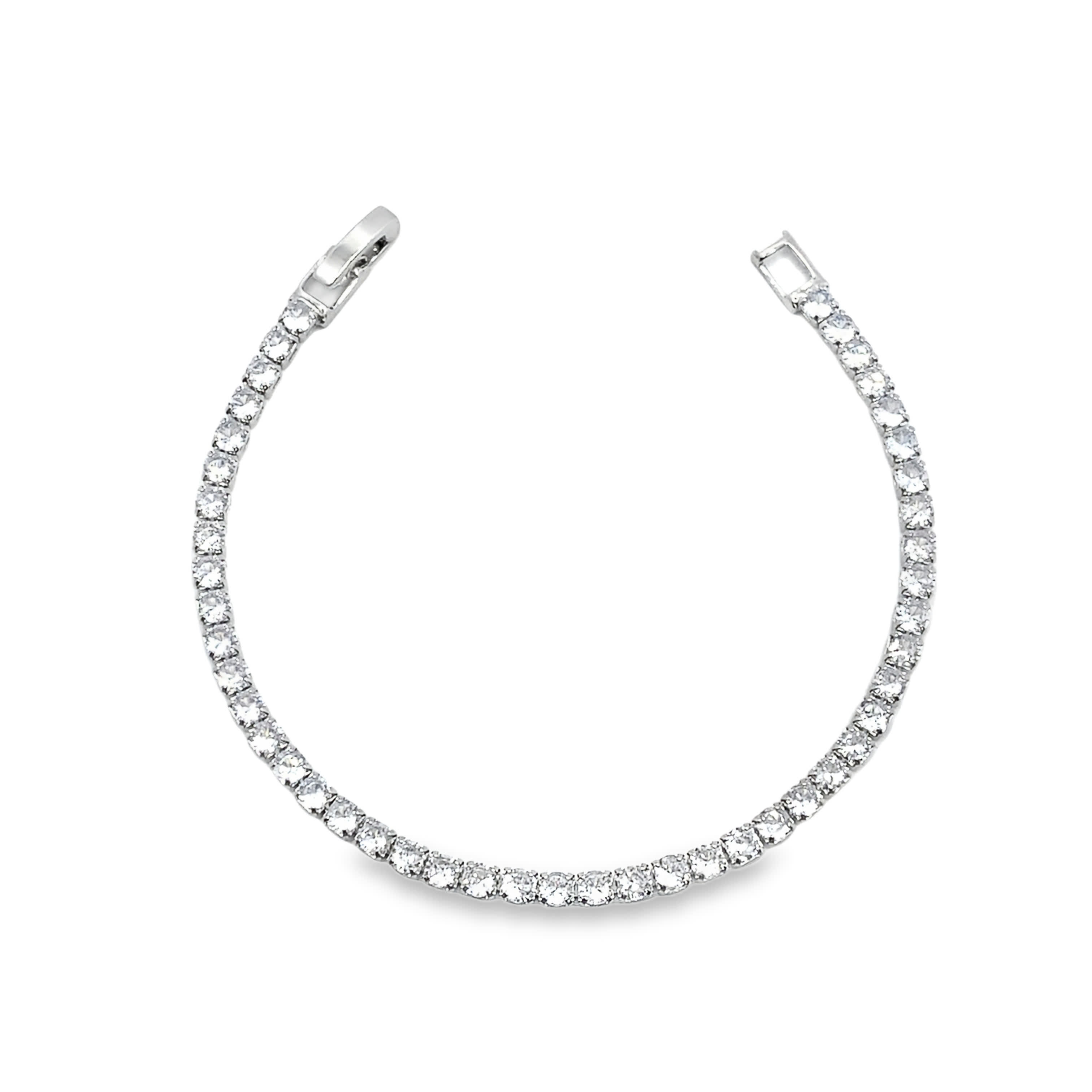 Bransoletka tenisowa ze posrebrzanej stali z okrągłym szlifem brylantowym