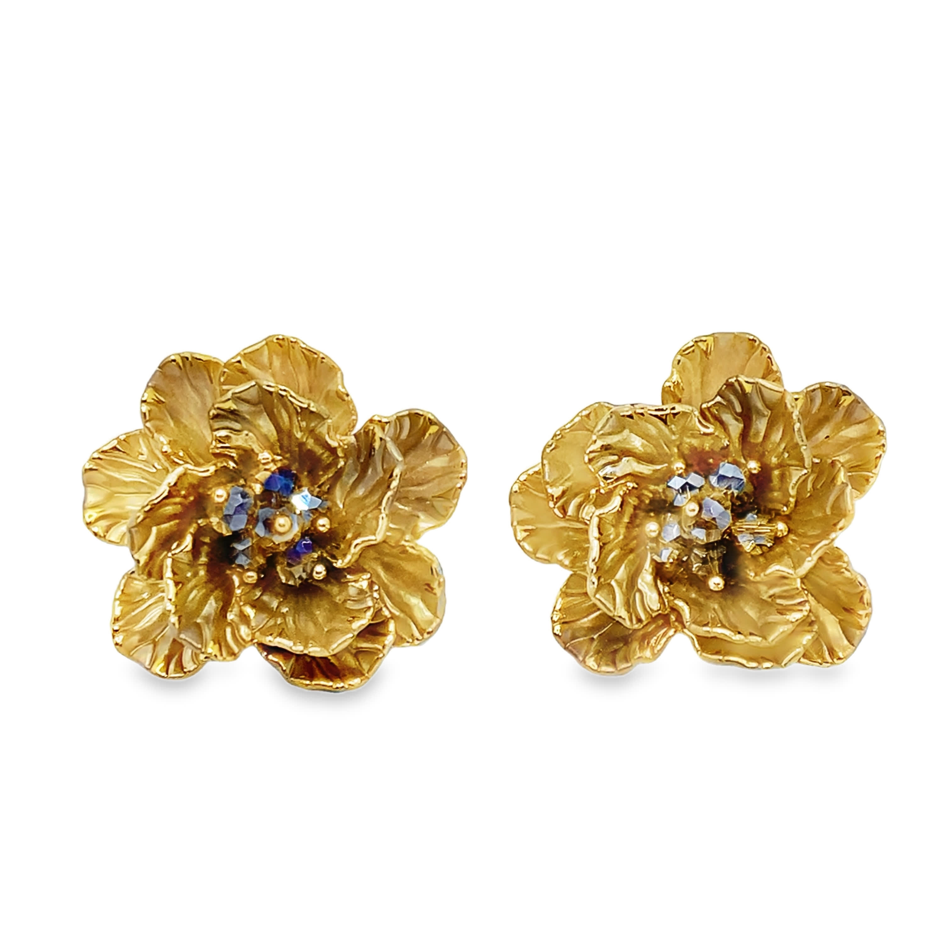 Kolczyki w kształcie kwiatów z okrągłymi kryształkami