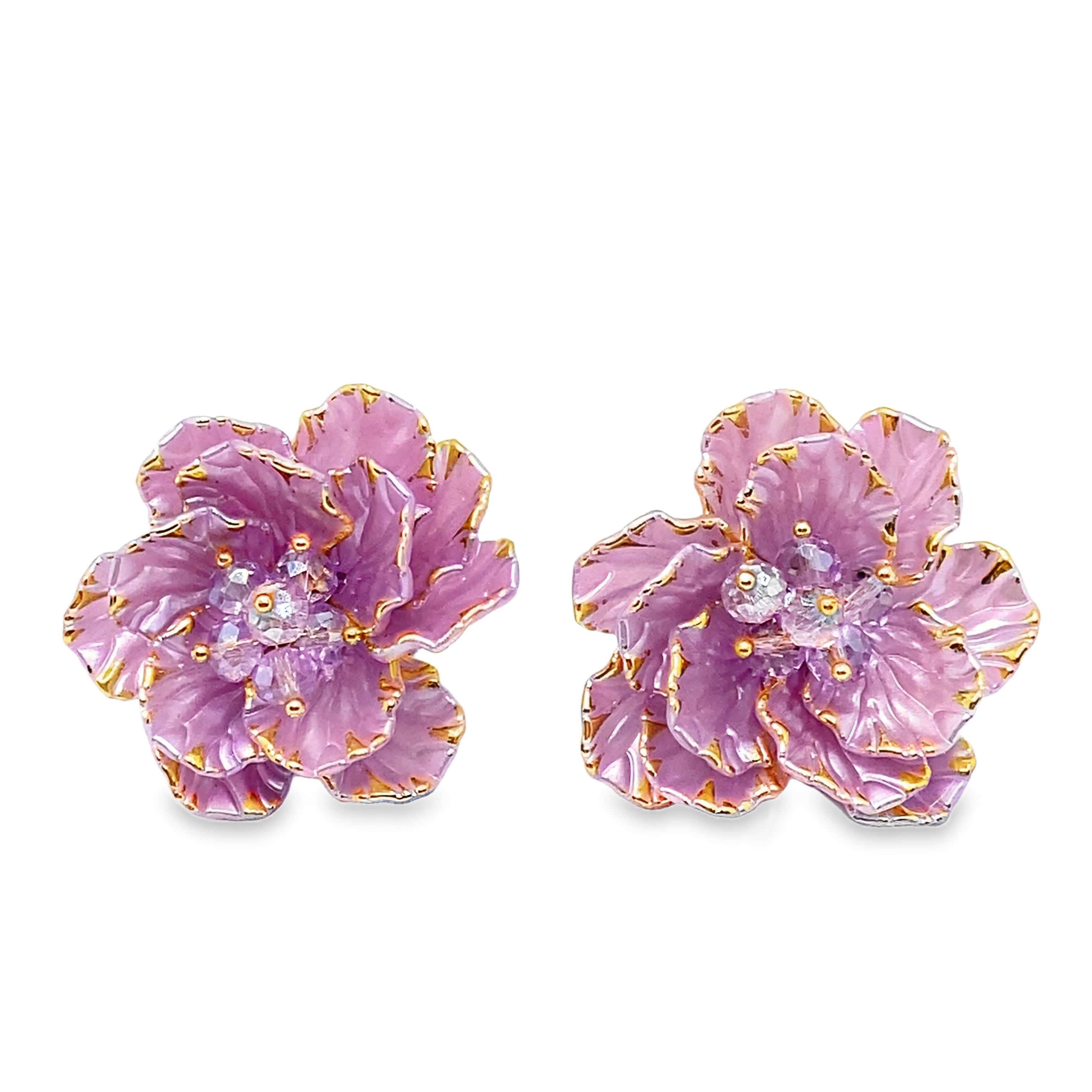 Kolczyki z fioletowymi kryształkami