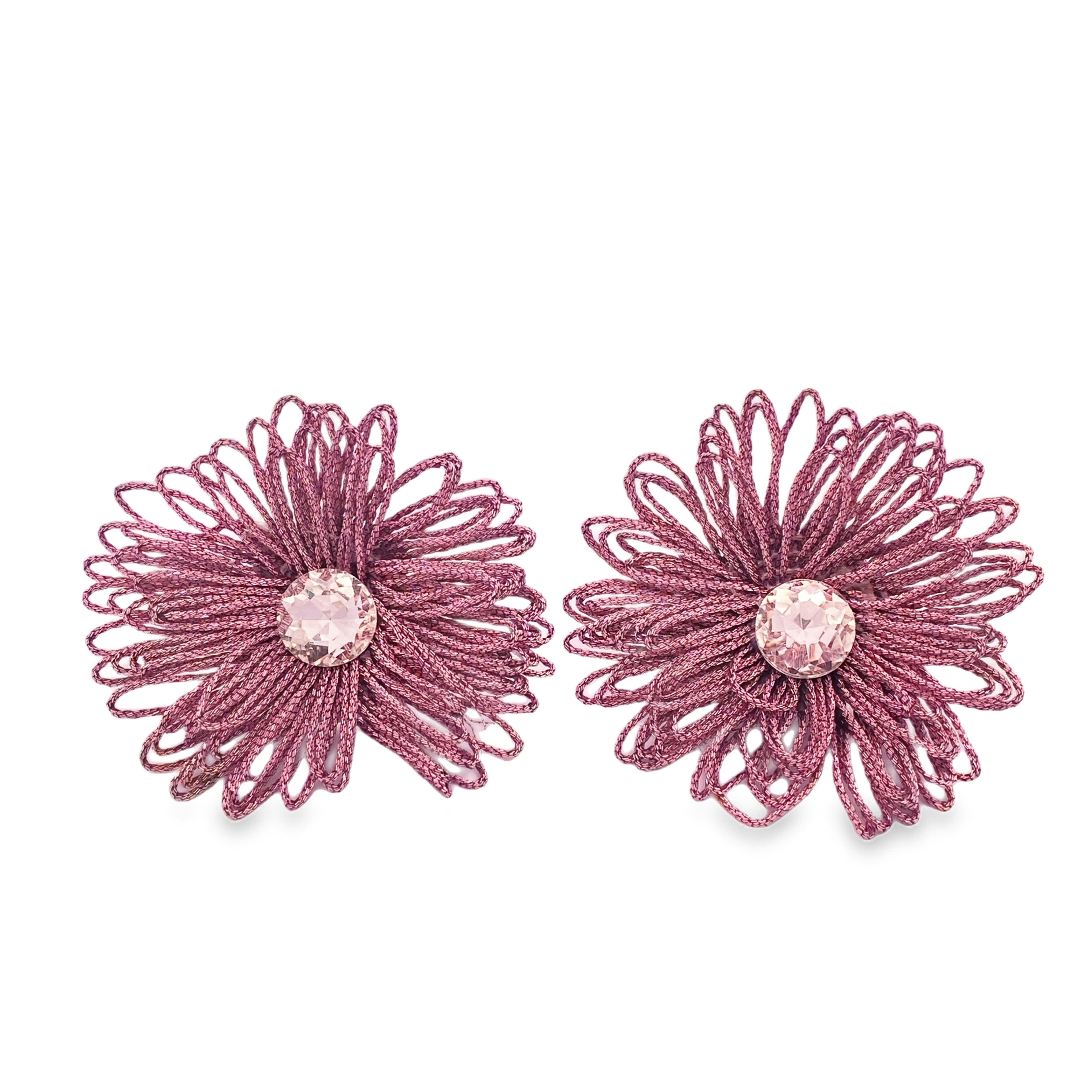 Rzemieślnicze kolczyki z kryształami w oprawie ze złoconej stali