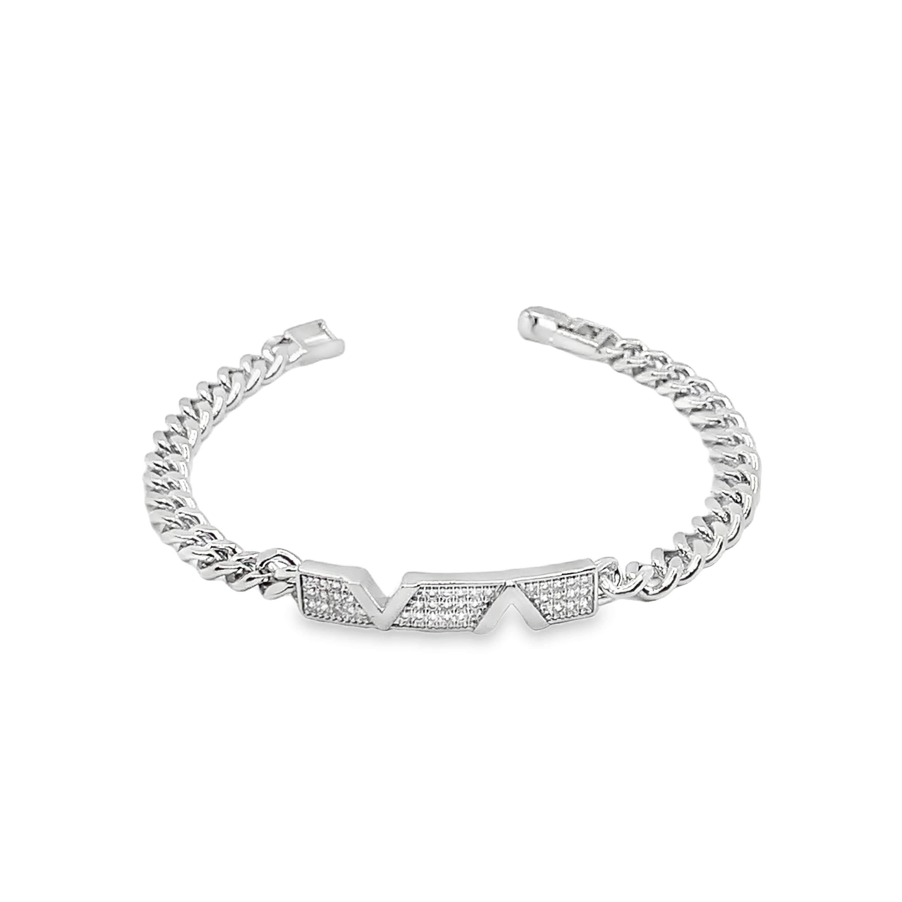 Bransoletka z białego złota z łańcuszkiem diamentowym