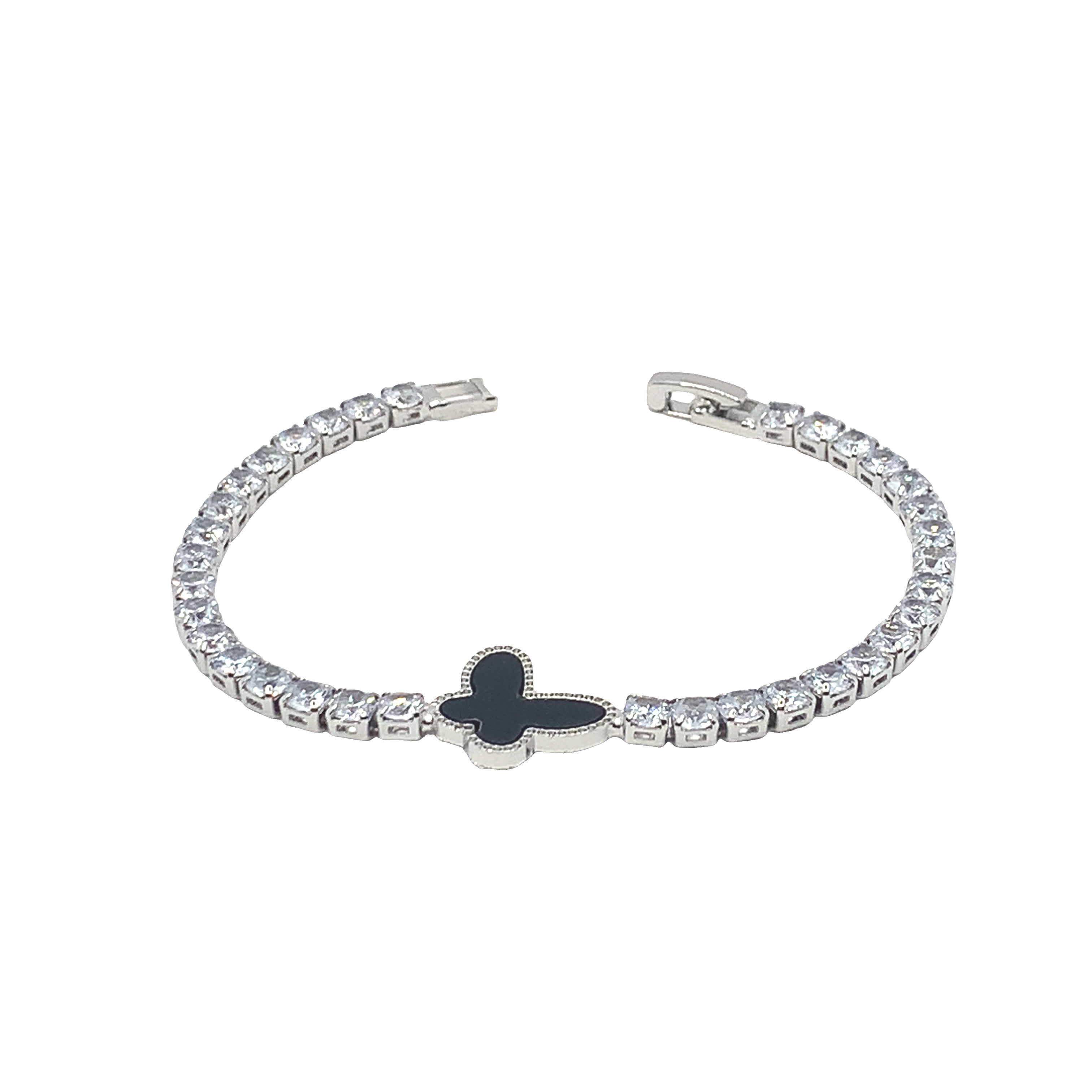 Bransoletka tenisowa z białego złota i diamentów ze srebra