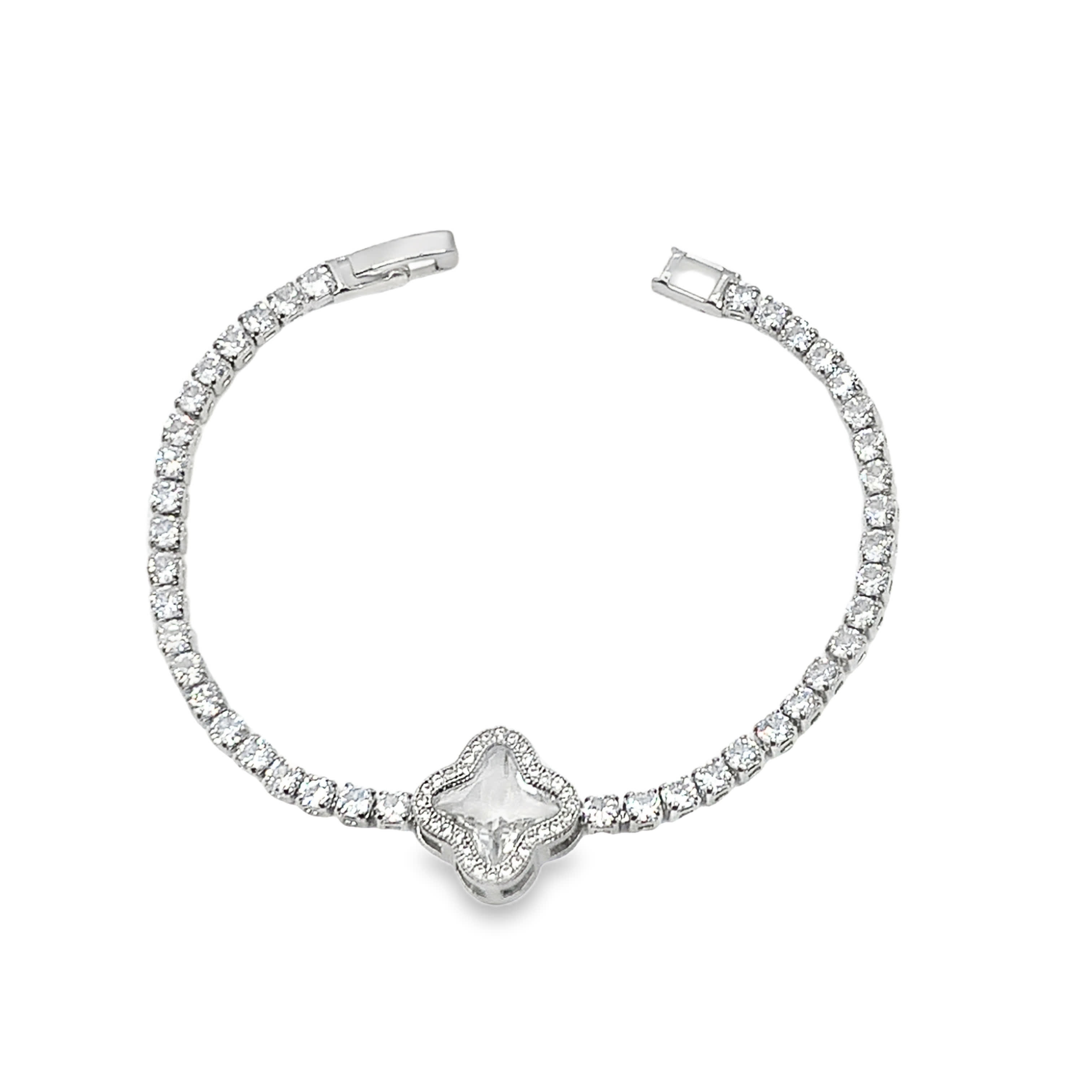 Bransoletka tenisowa z białego złota i diamentów ze srebra