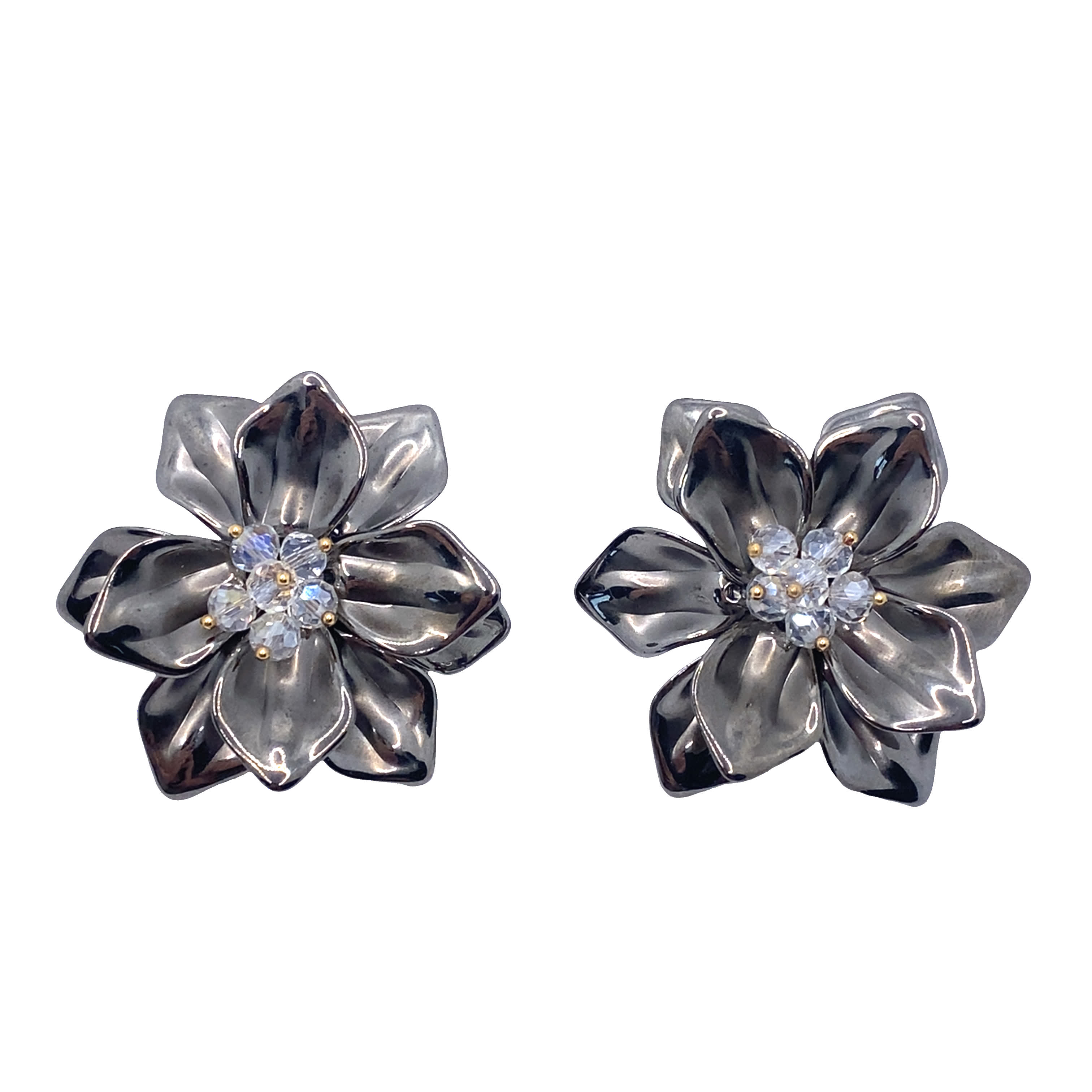 Kolczyki z kryształkami w kolorze żółtego złota