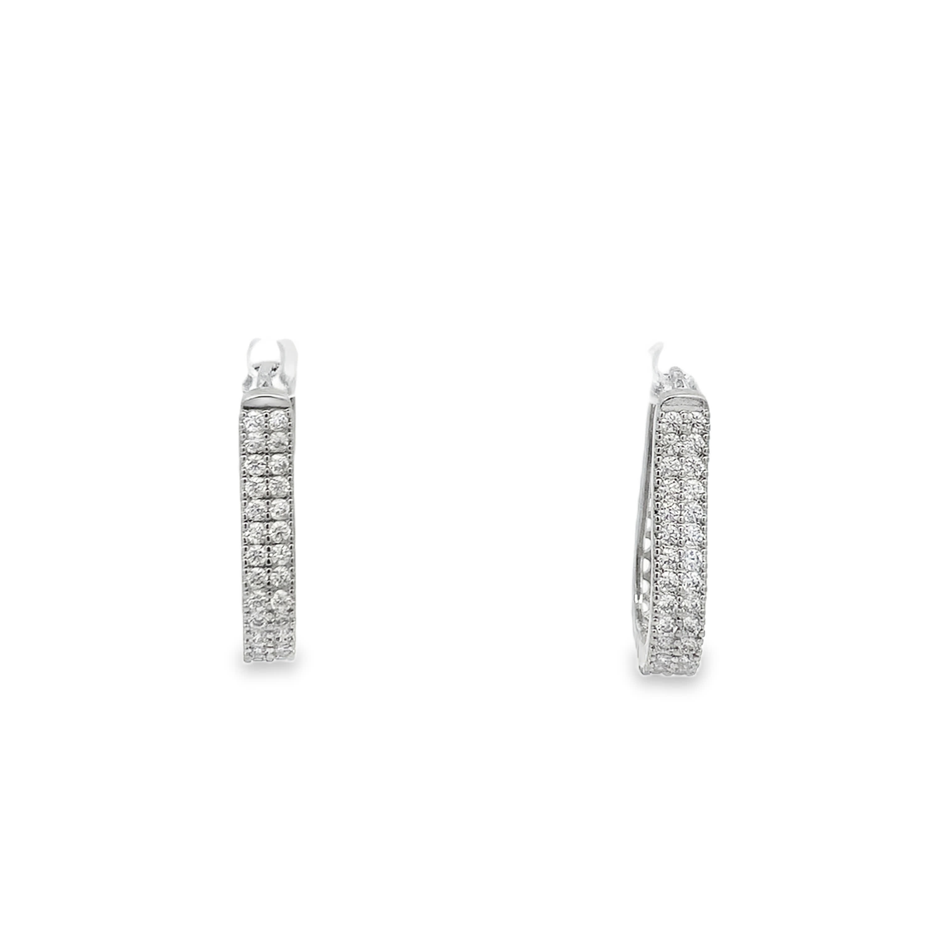 Kolczyki koła ze srebra platerowanego białym złotem z okrągłymi diamentami