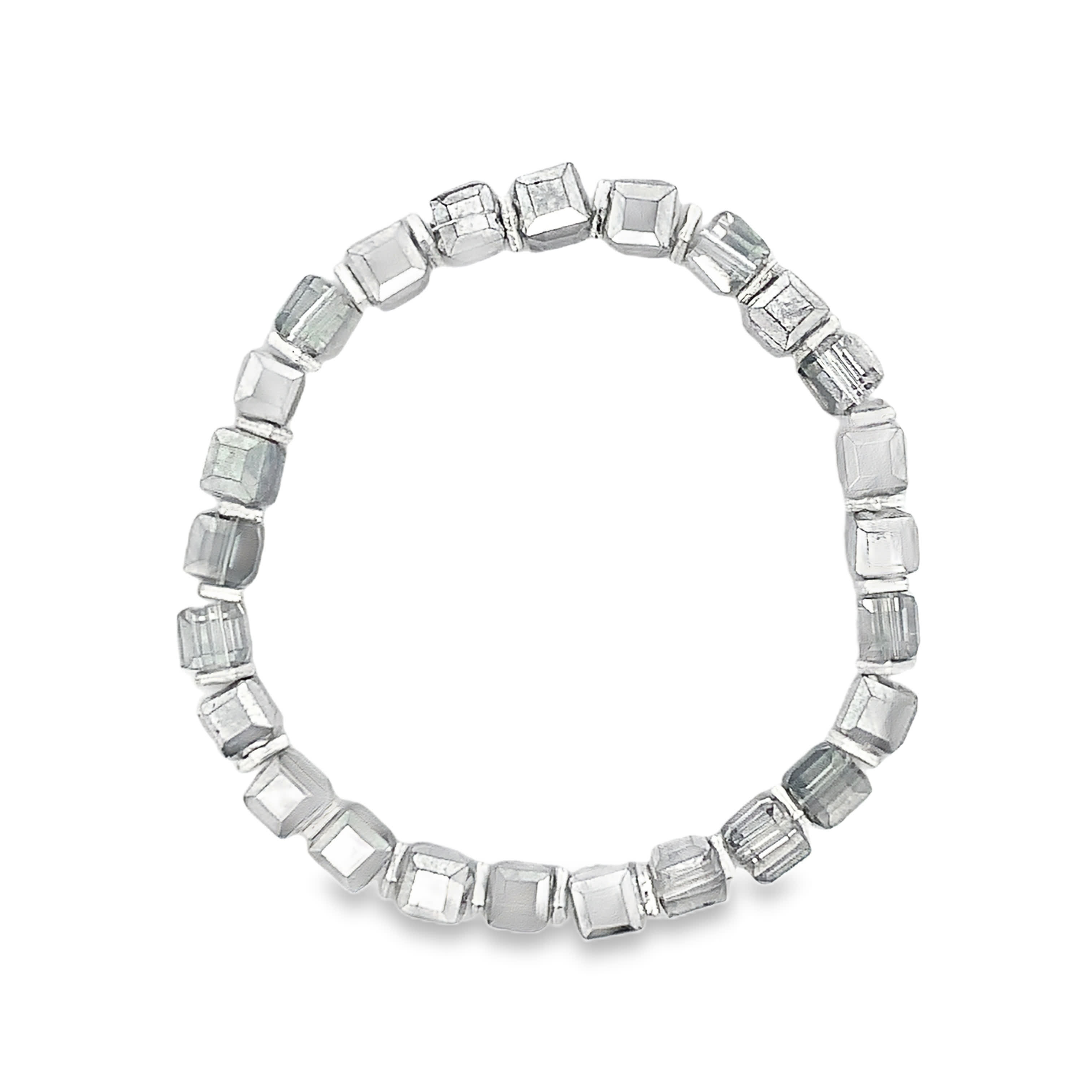 Bransoletka z koralików srebrnych z akcentami kryształów kaboszonowych