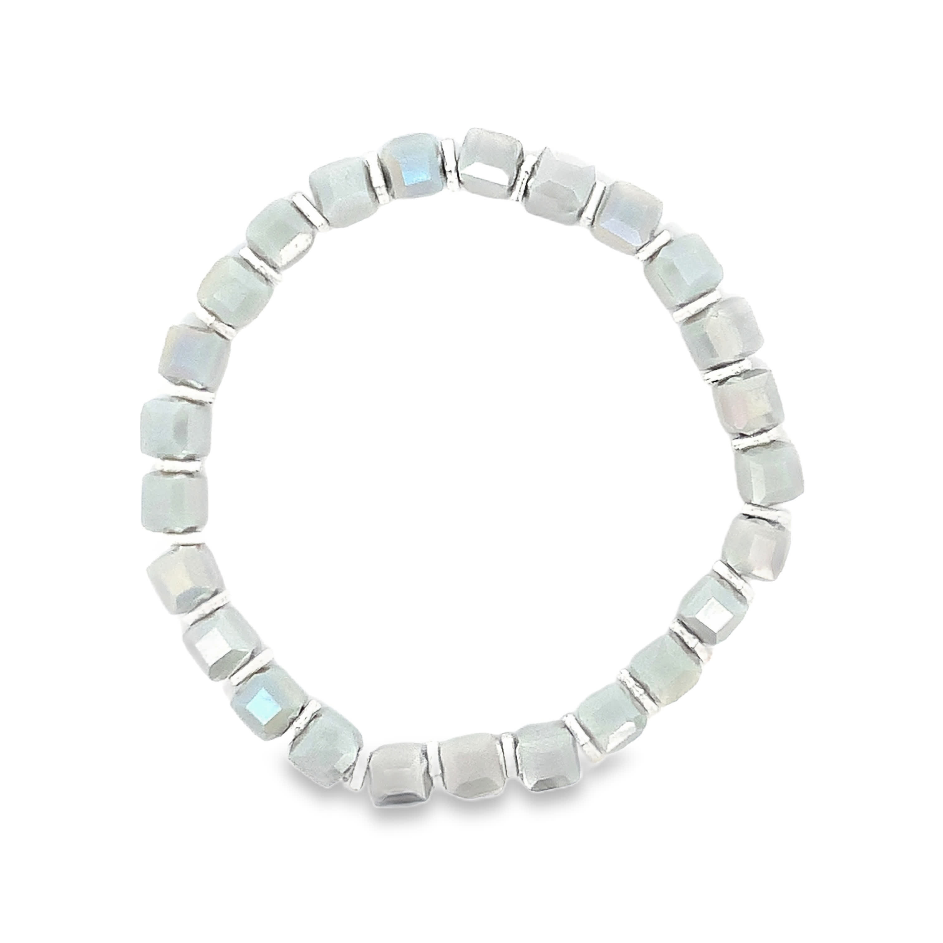 Bransoletka z koralików z kaboszonami z niebieskiego kamienia księżycowego