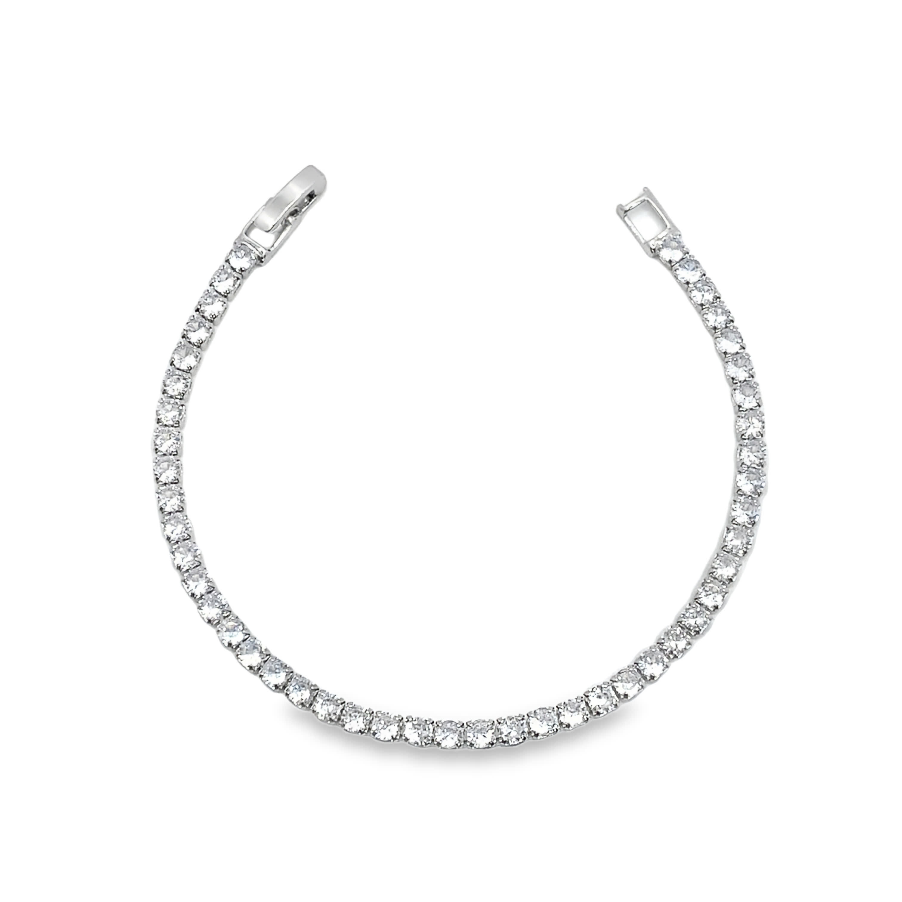 Bransoletka tenisowa z diamentami w oprawie z białego złota i srebra