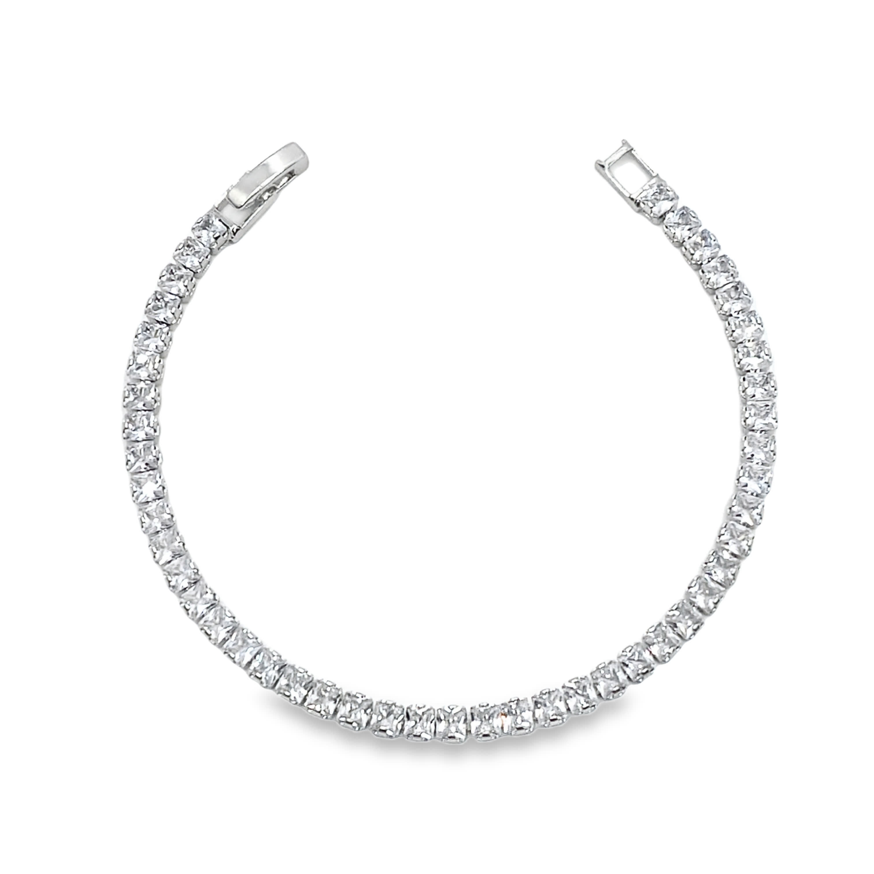 Elegancka bransoletka tenisowa z białego złota ze srebra i diamentów