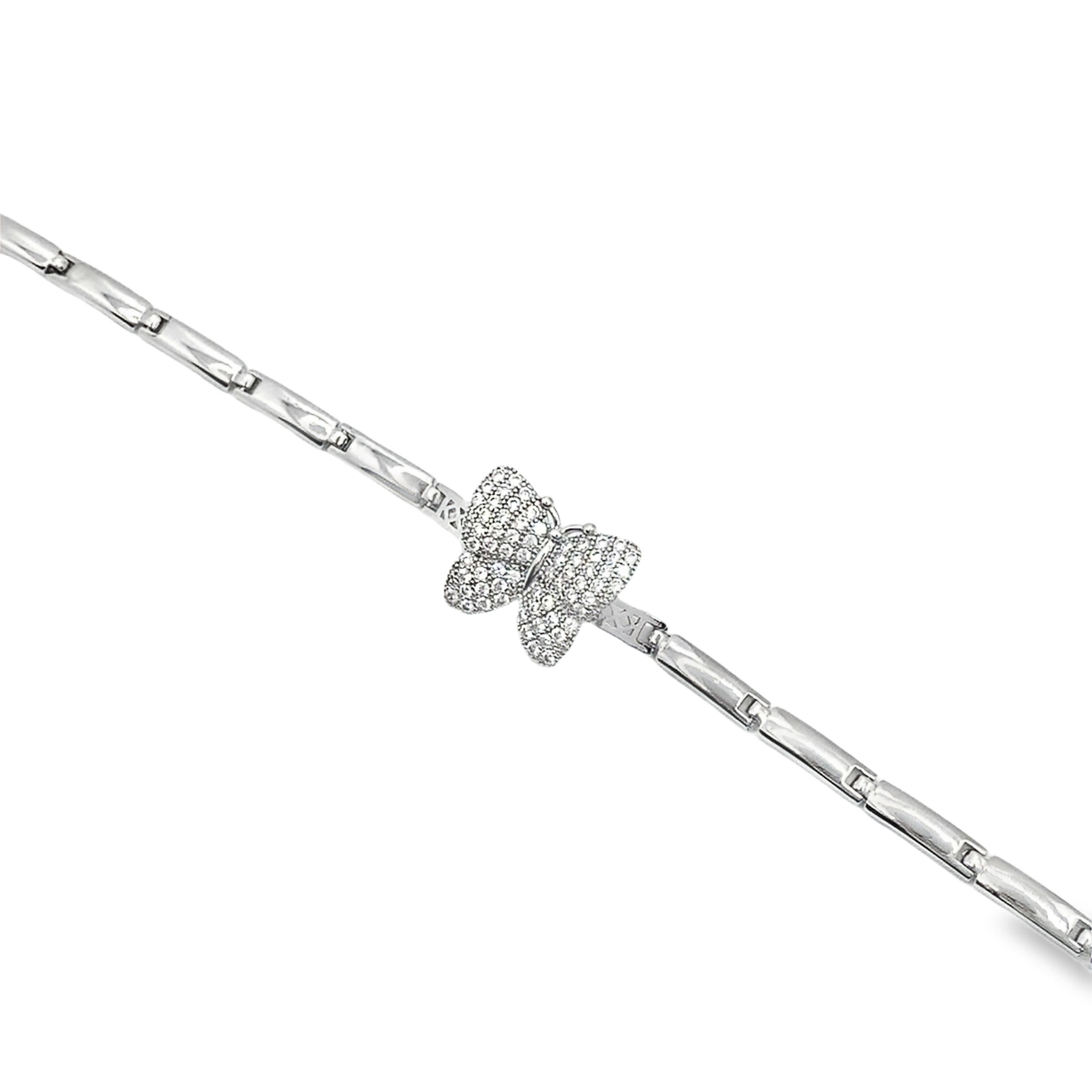 Bransoletka z białego złota z łańcuszkiem i okrągłym diamentem