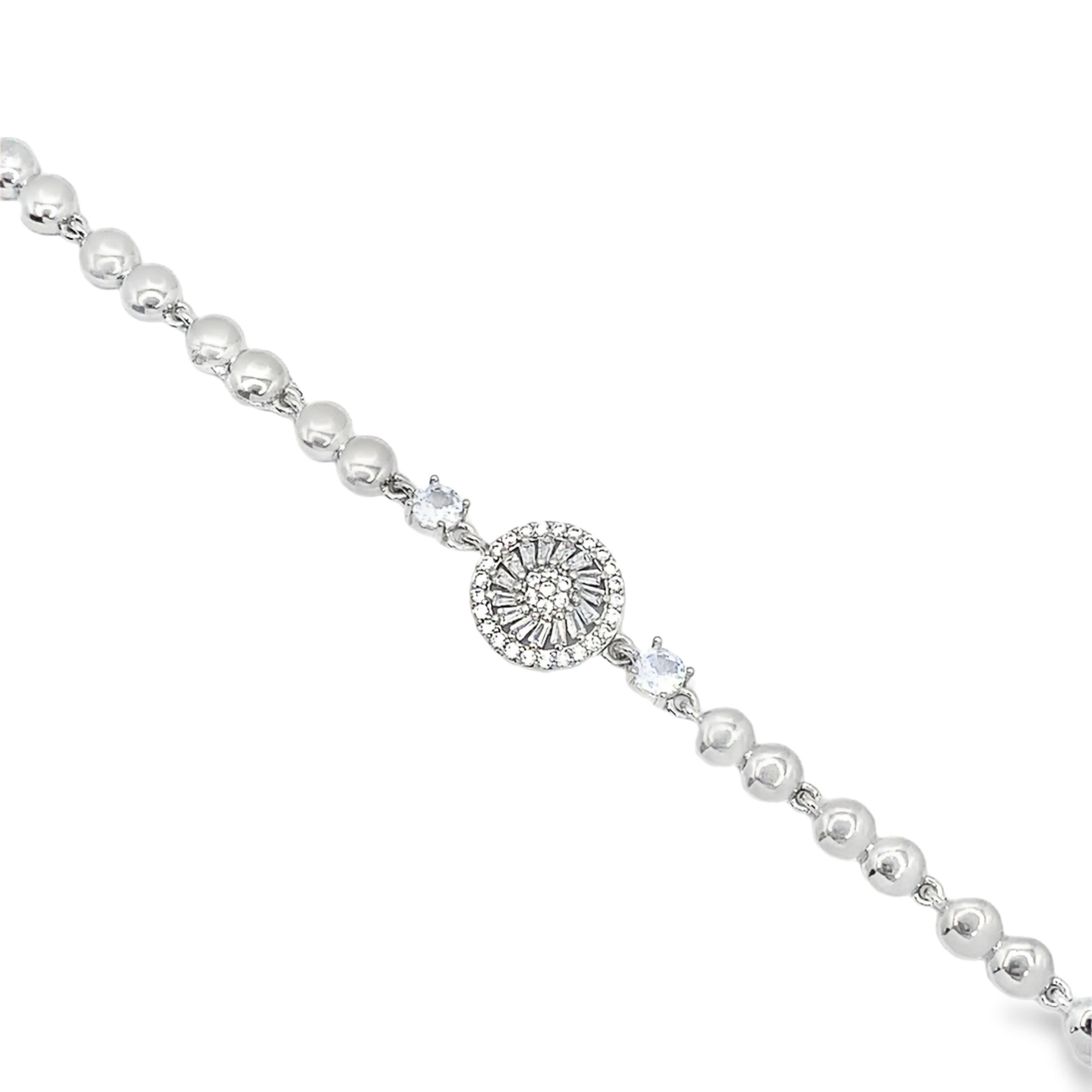 Bransoletka z białego złota ze srebra z okrągłym diamentem