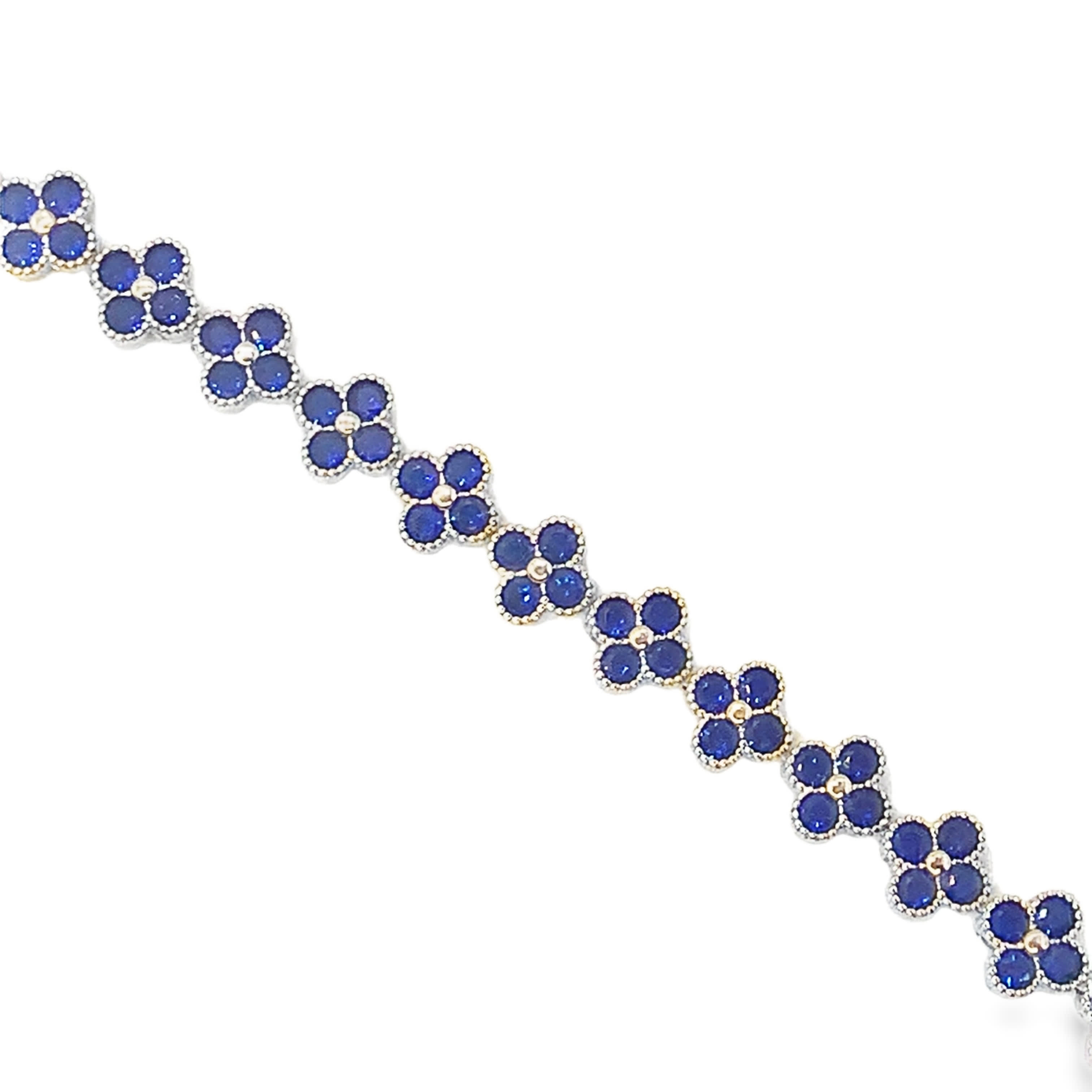 Bransoletka z łańcuszkiem z żółtego złota i szafirowego koloru królewskiego