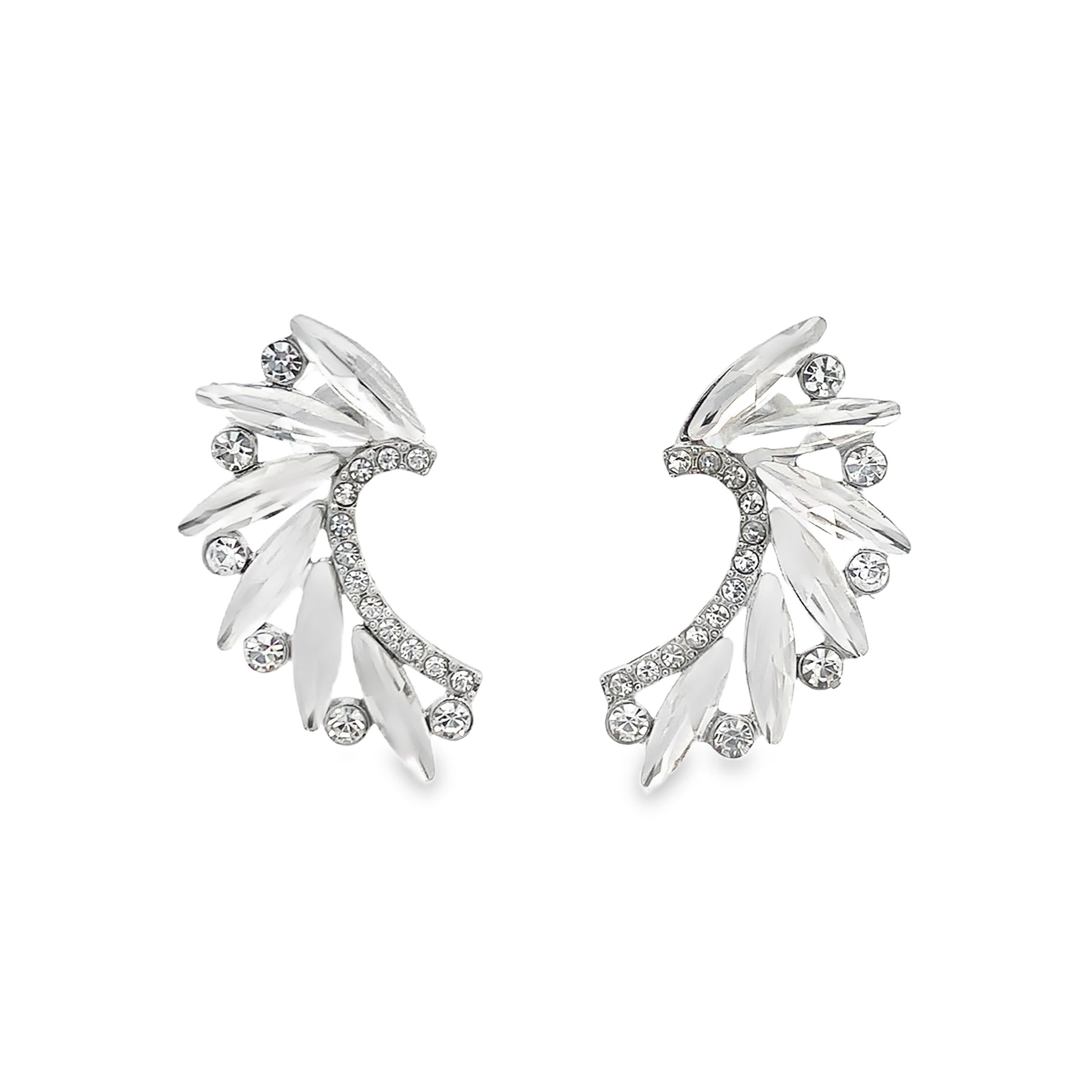 Srebrne kolczyki mankietowe z kryształami o szlifie brylantowym