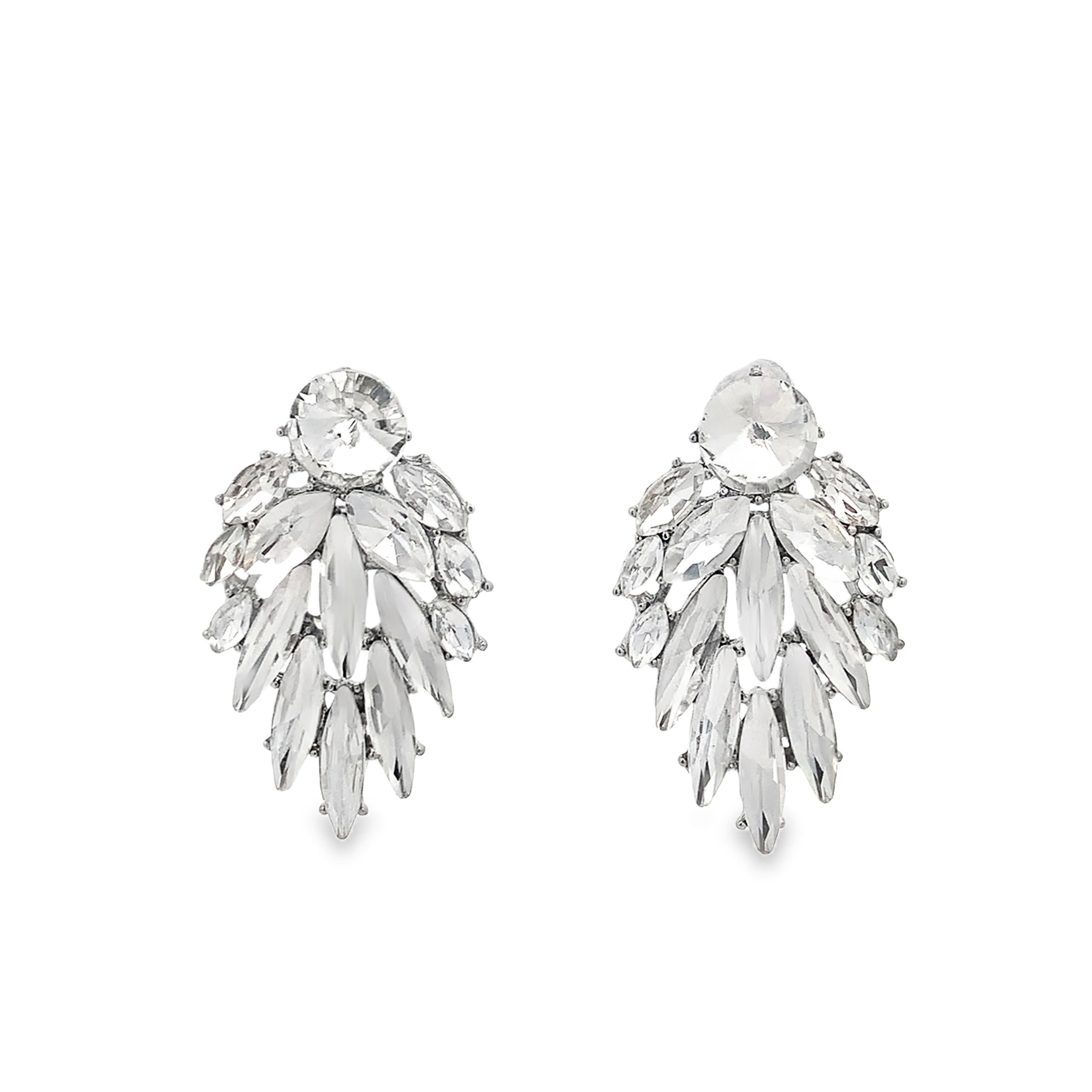 Eleganckie srebrne wiszące kolczyki z kryształem w kształcie gruszki