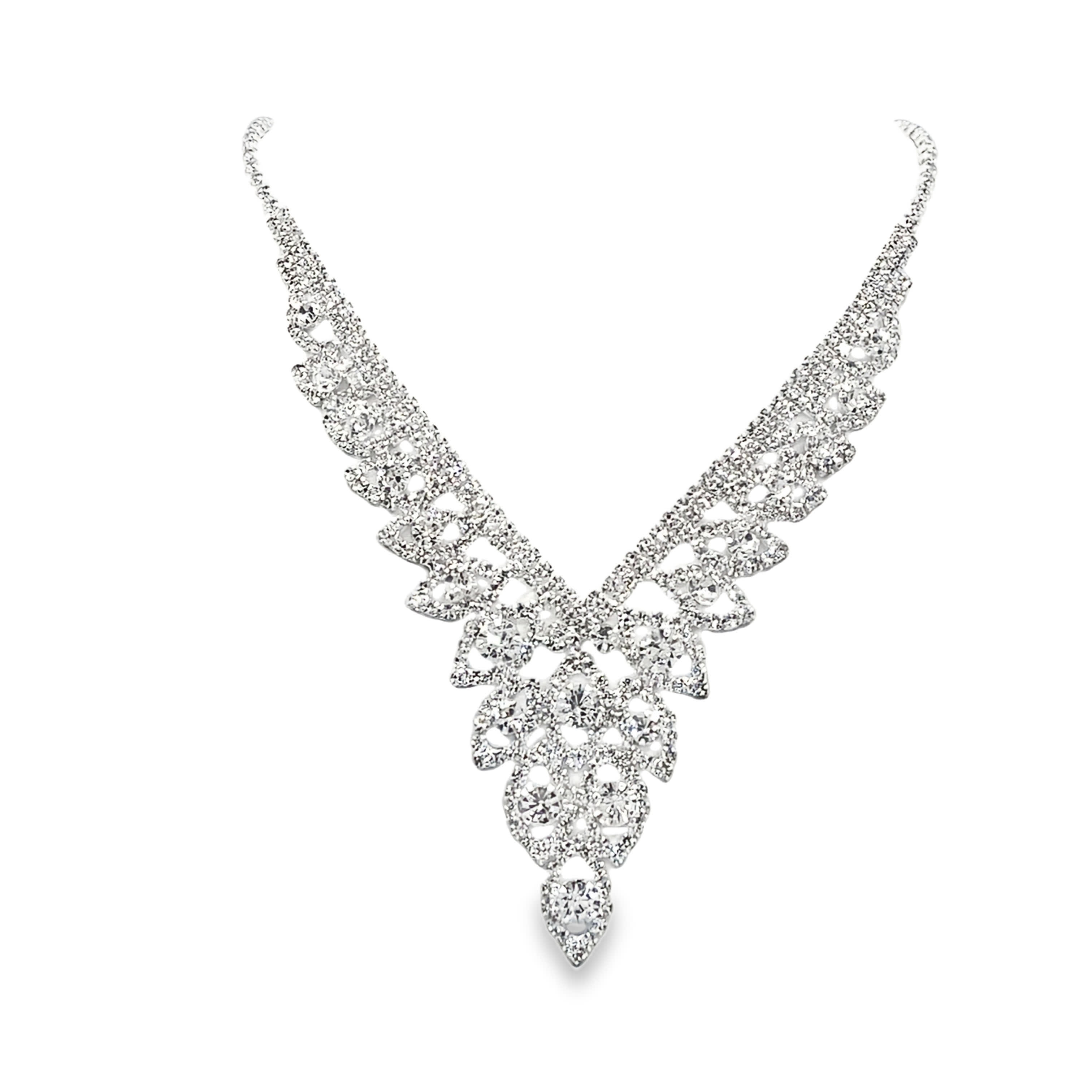 Naszyjnik kaskadowy z białego złota z diamentami
