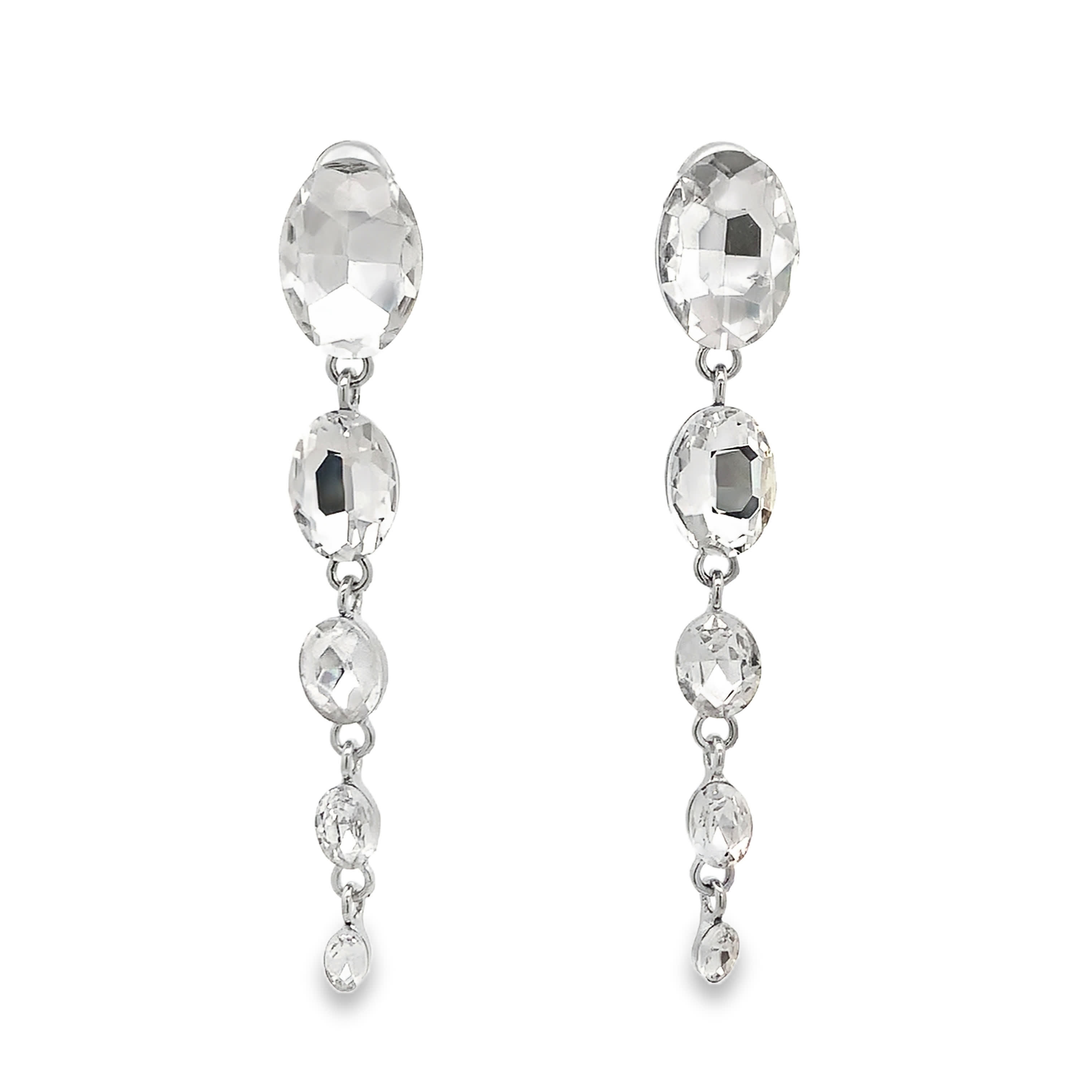 Srebrne wiszące kolczyki z kryształkami kaboszonowymi