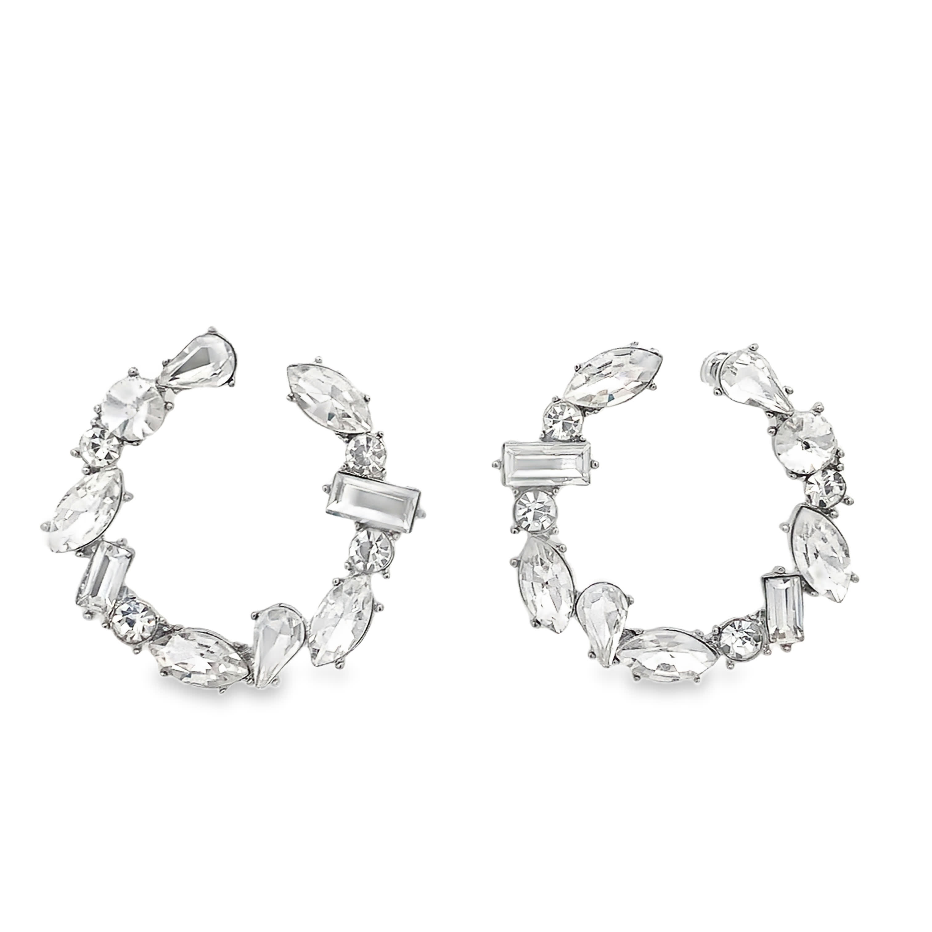 Srebrne kolczyki koła z kryształami o szlifie brylantowym