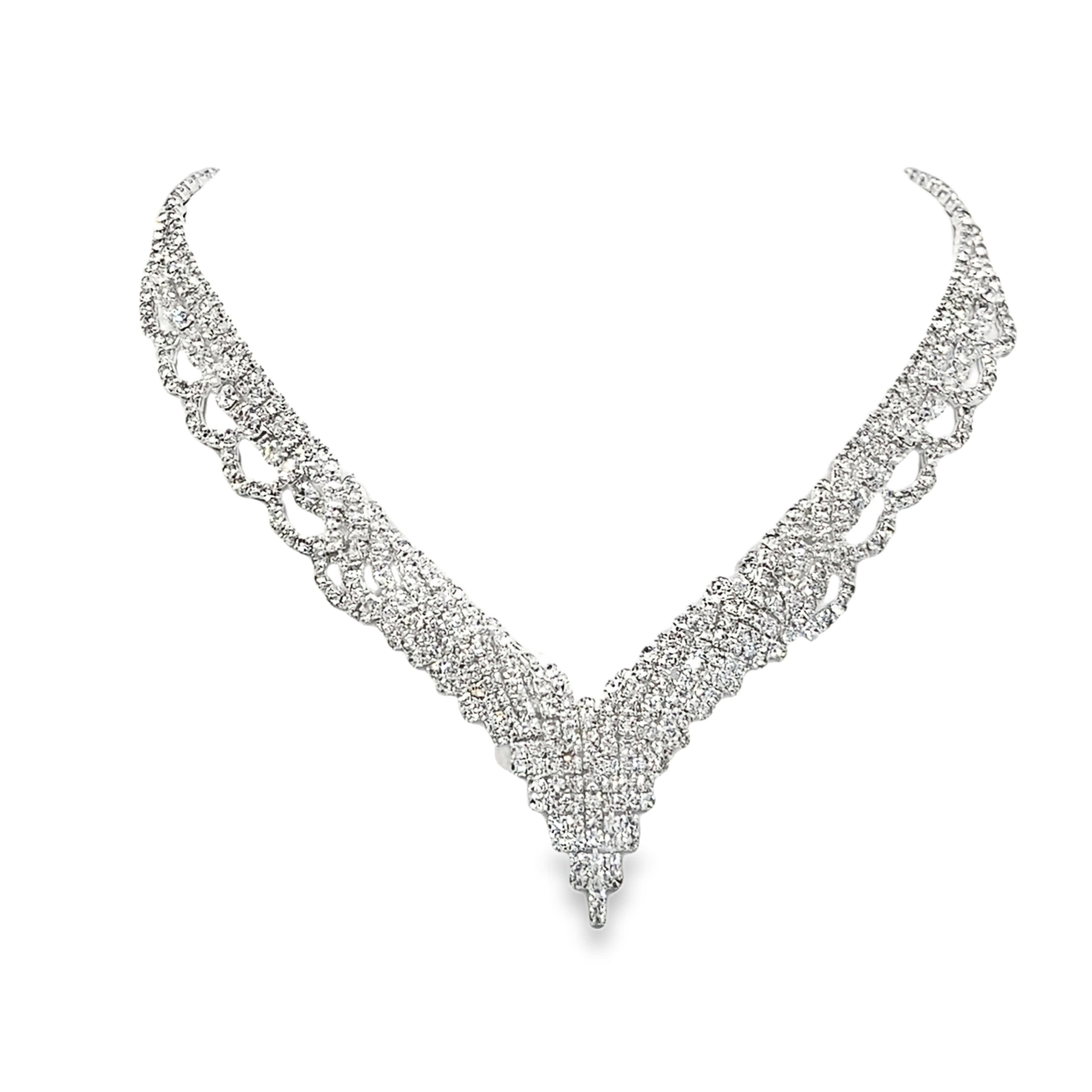 Olśniewający kryształowy naszyjnik z białego złota