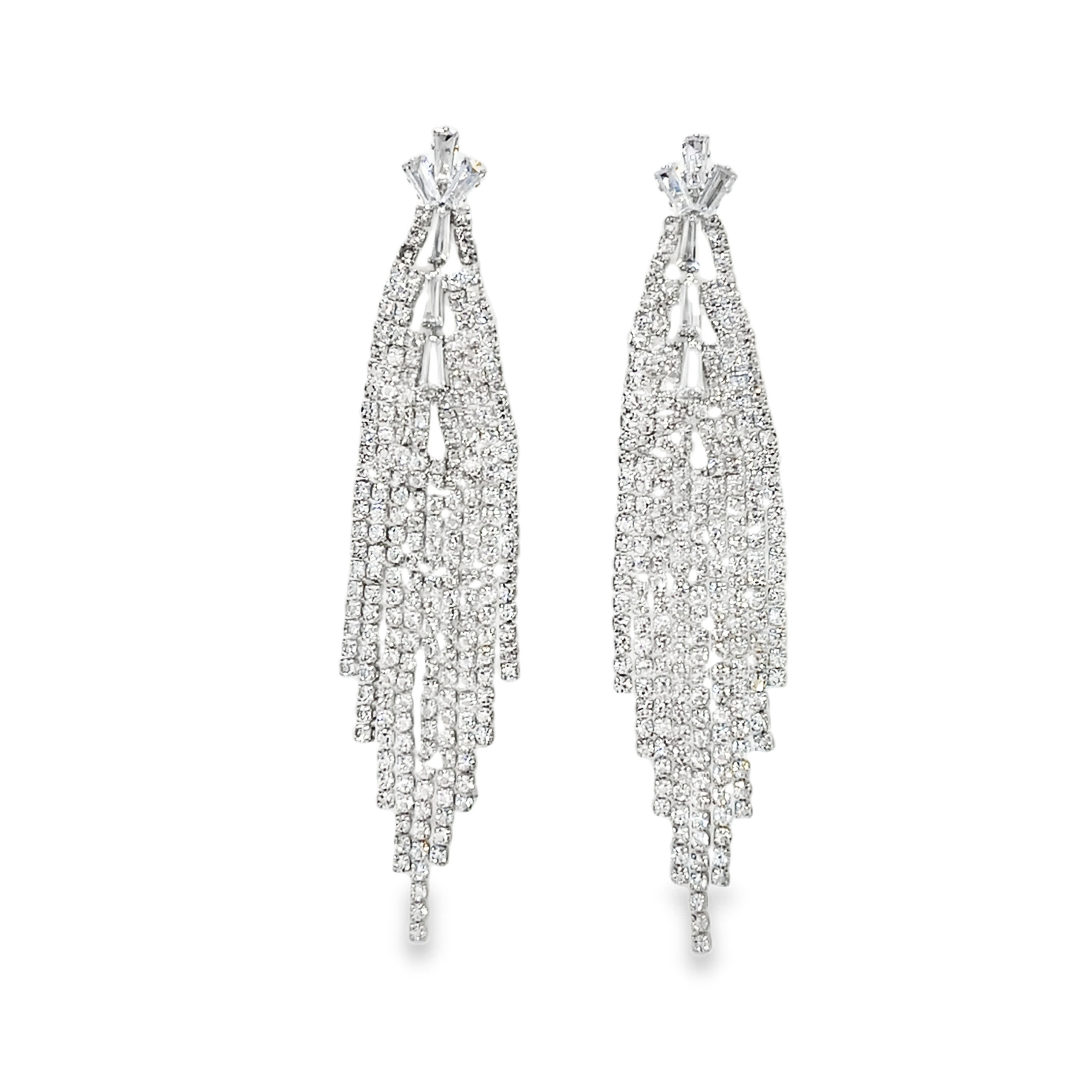Kolczyki wiszące Crystal Cascade w białym złocie i wykończeniu srebrnym