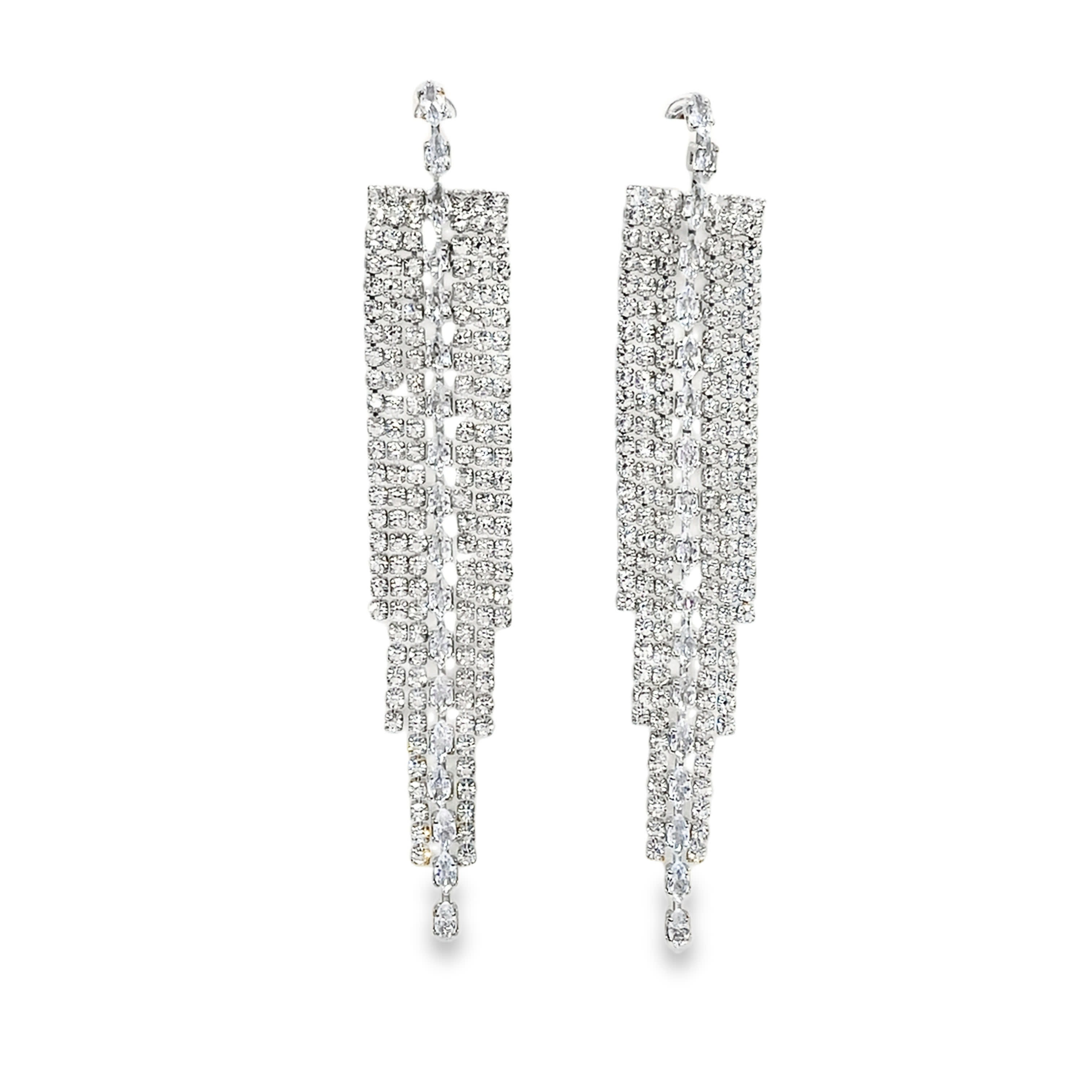 Kolczyki wiszące ze srebra próby 925 z kryształami o szlifie brylantowym