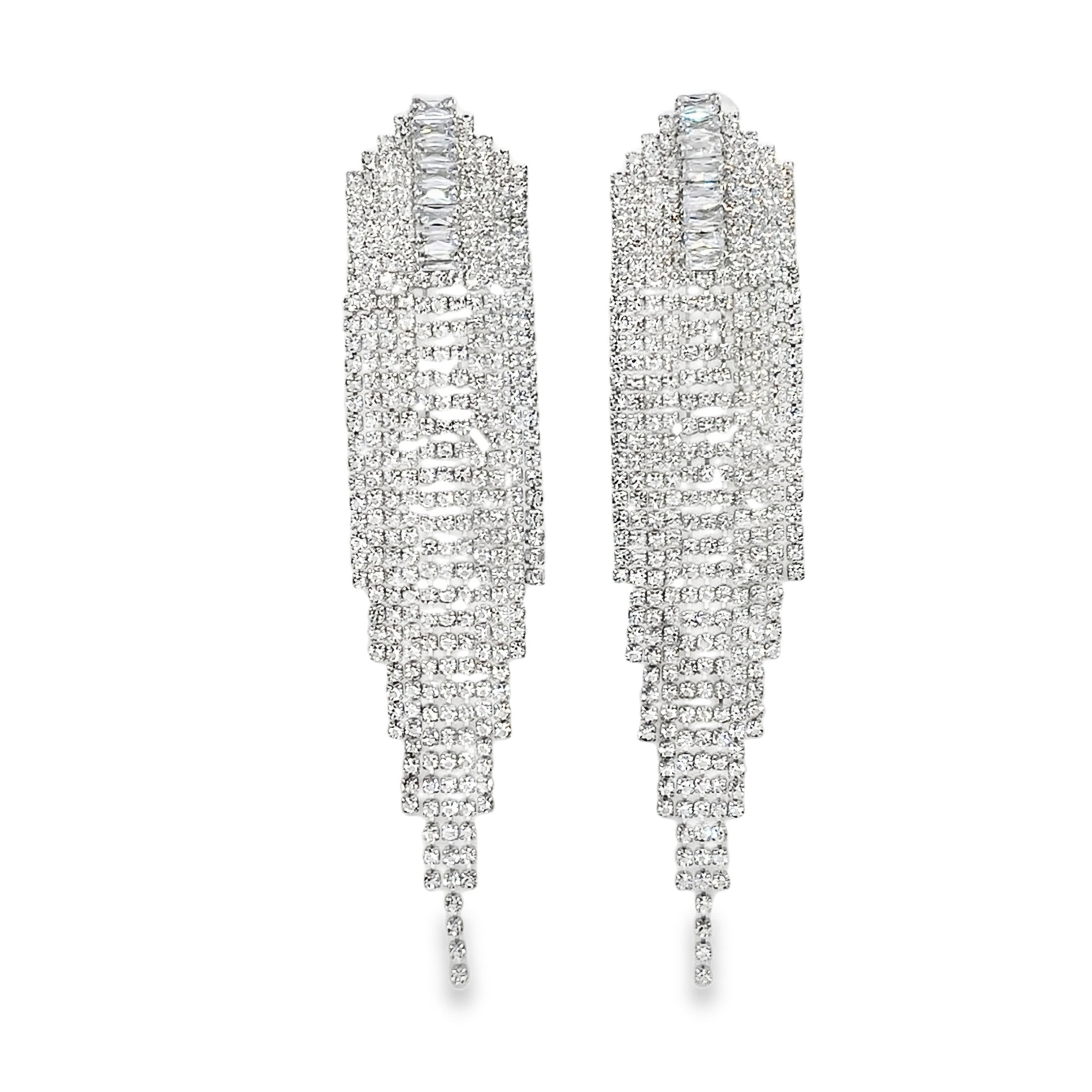 Kolczyki wiszące Crystal Cascade w oprawie z białego złota