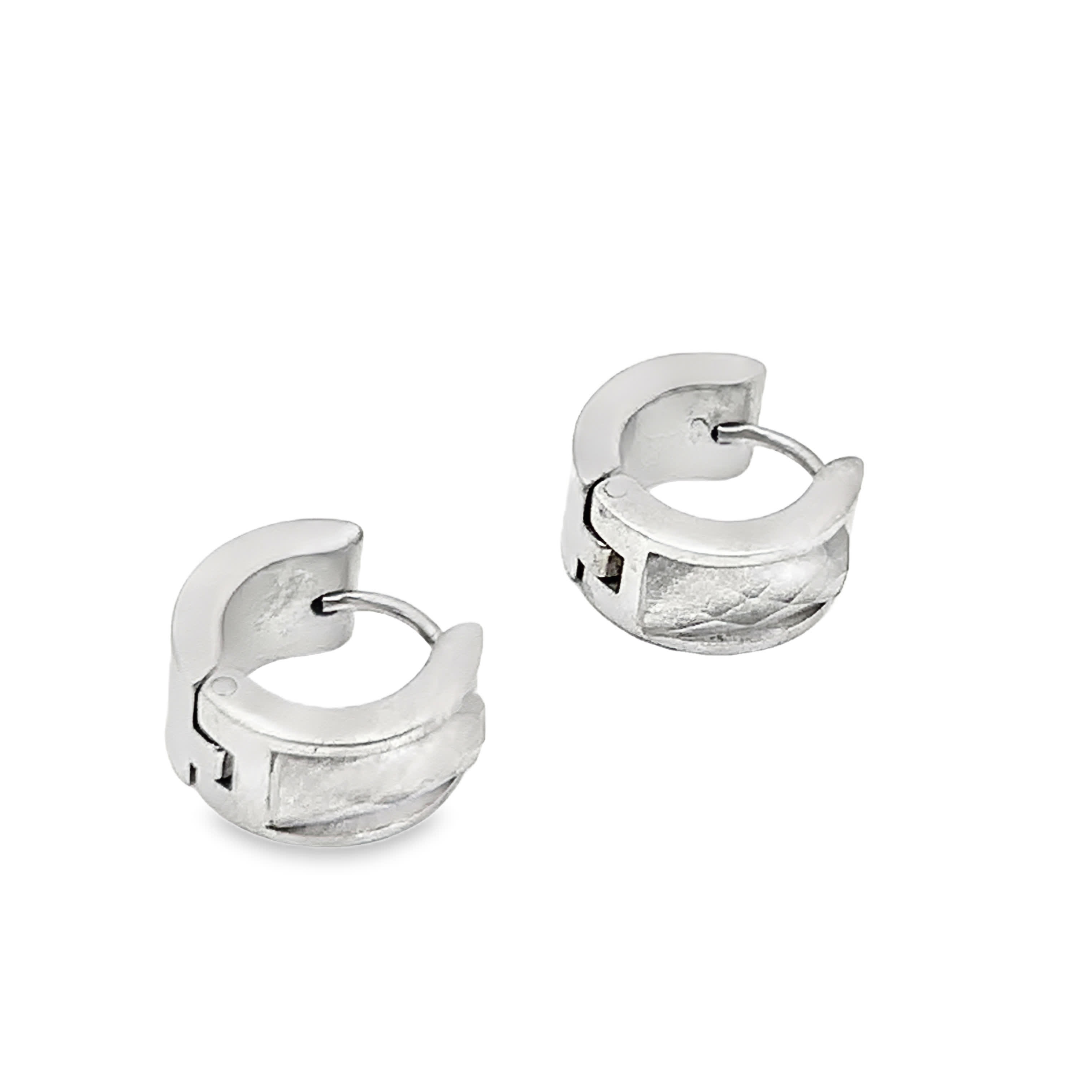 Kolczyki koła z teksturowanego srebra platerowanego białym złotem