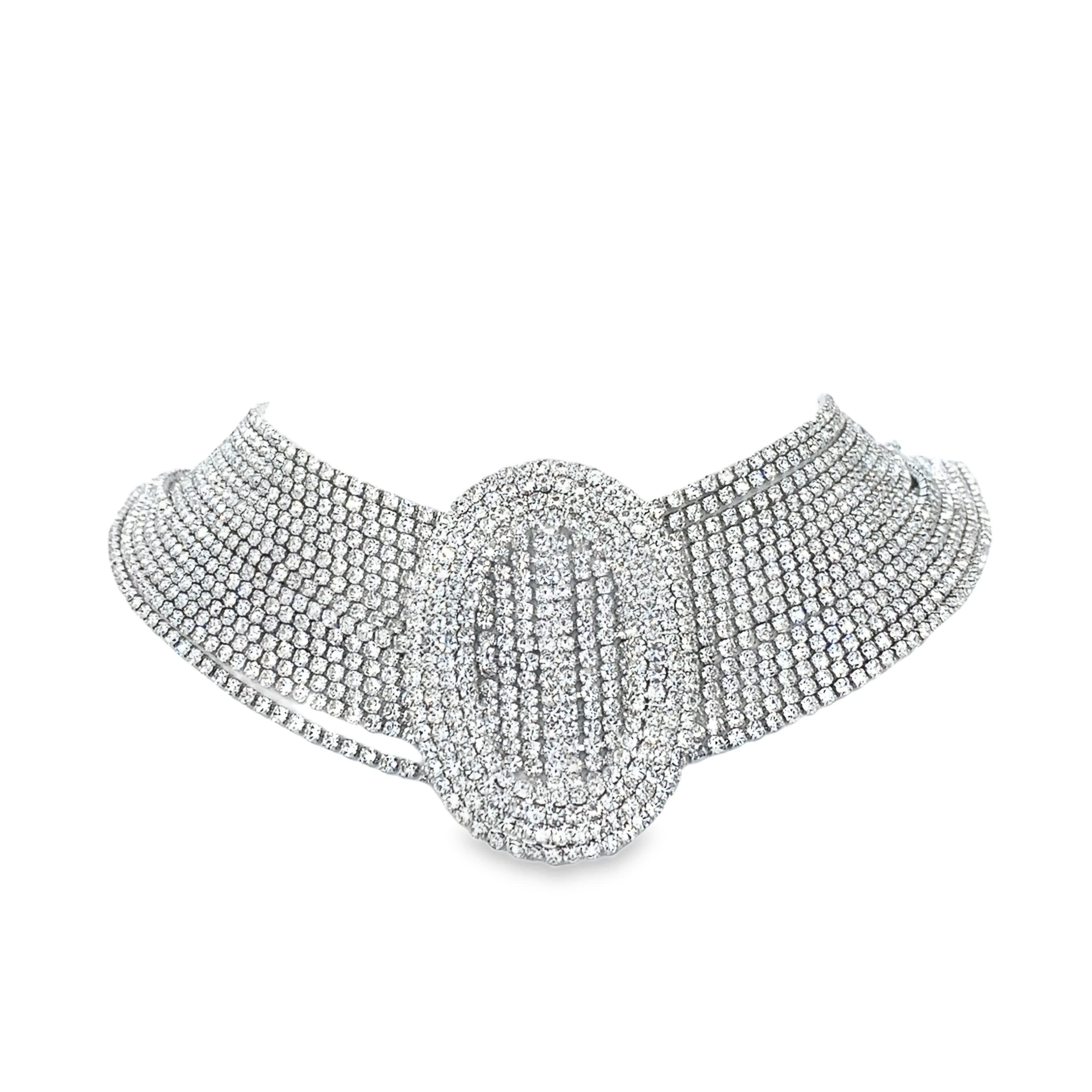 Olśniewający naszyjnik z białego złota ze srebra próby 925 z okrągłym szlifem diamentów