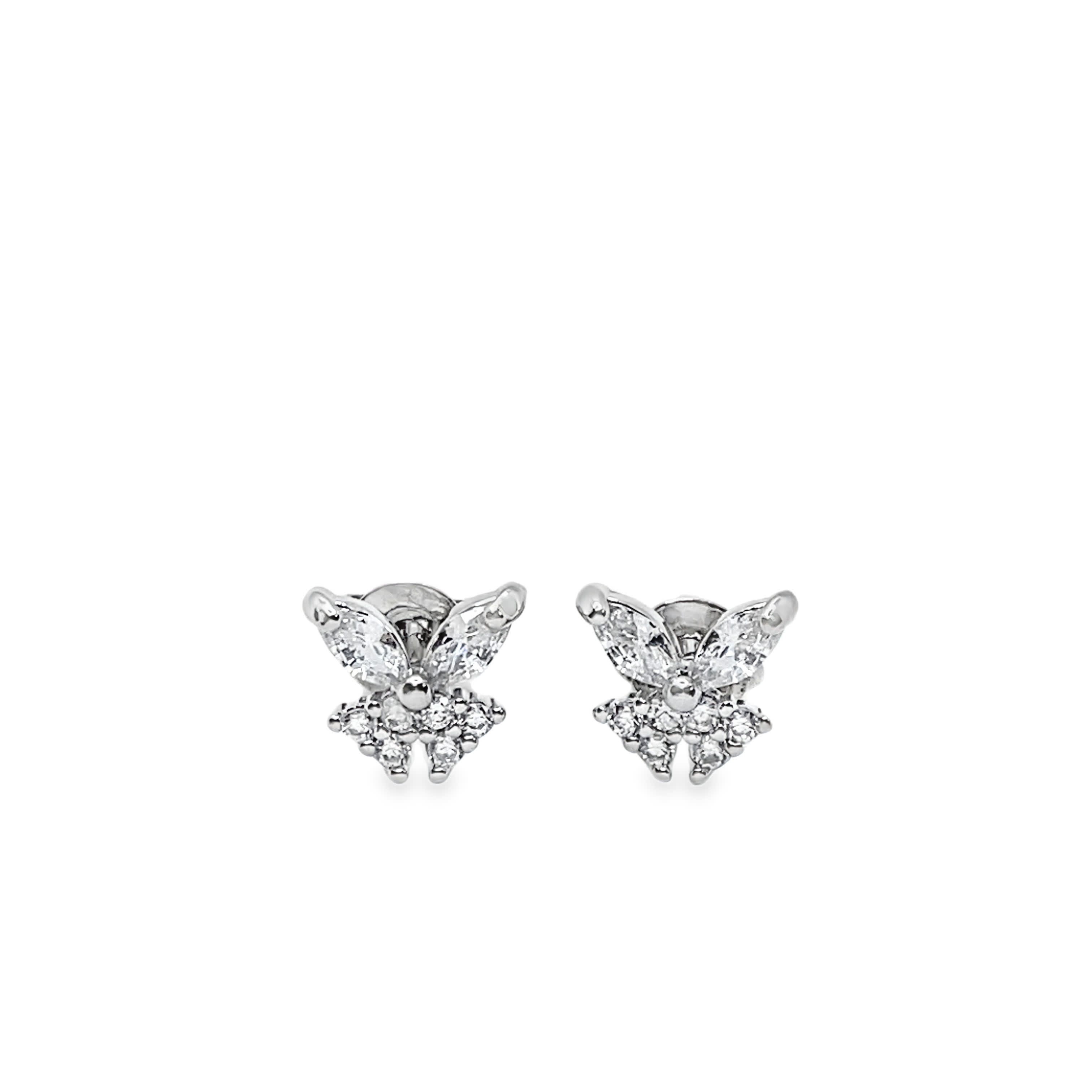 Diamond Oval Cut Silver Stud Earrings in White Gold Tone